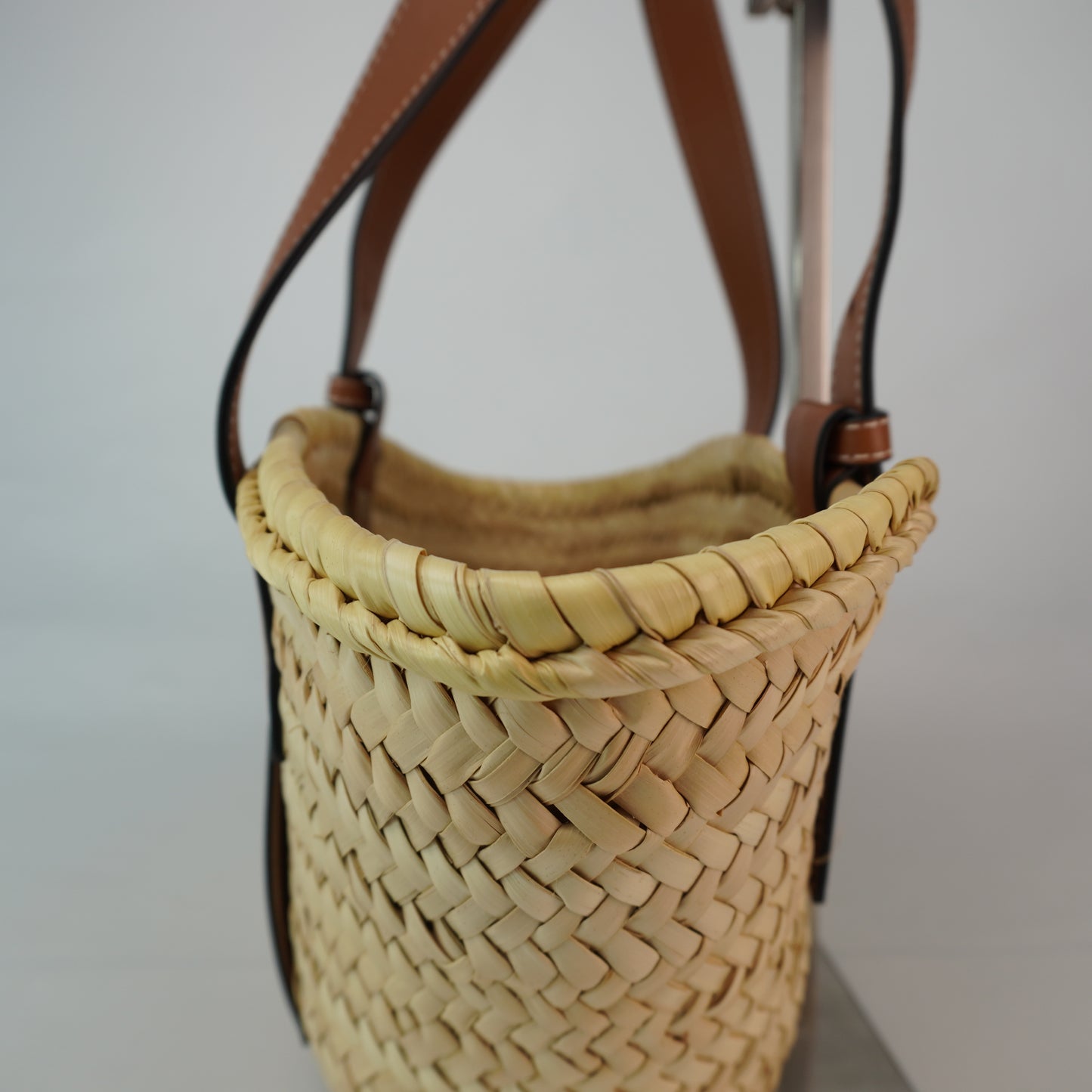 Loewe Raffia Basket Bag Brown Trims Small