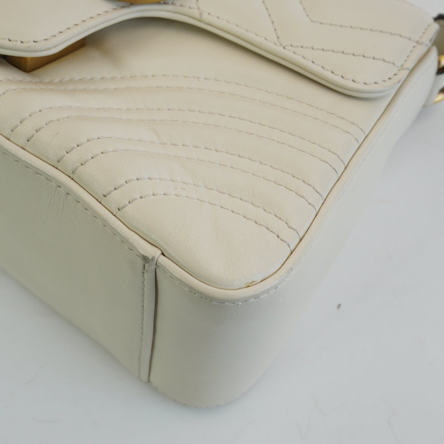 Gucci Marmont Top handle White GHW Small
