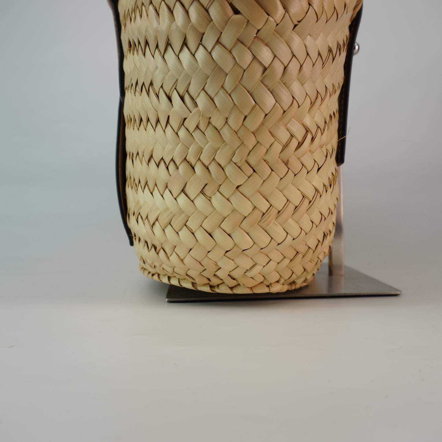 Loewe Raffia Basket Bag Brown Trims Small