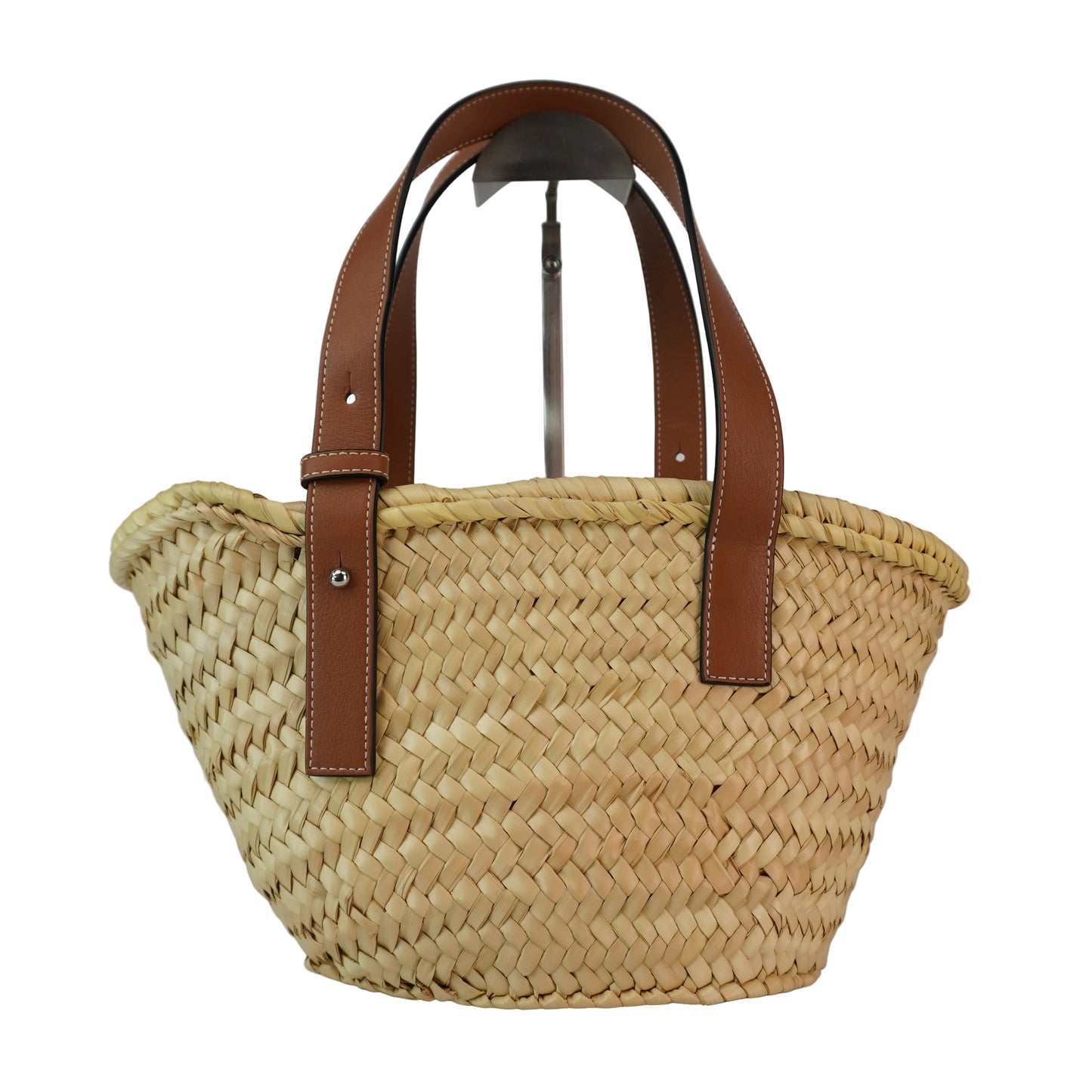 Loewe Raffia Basket Bag Brown Trims Small