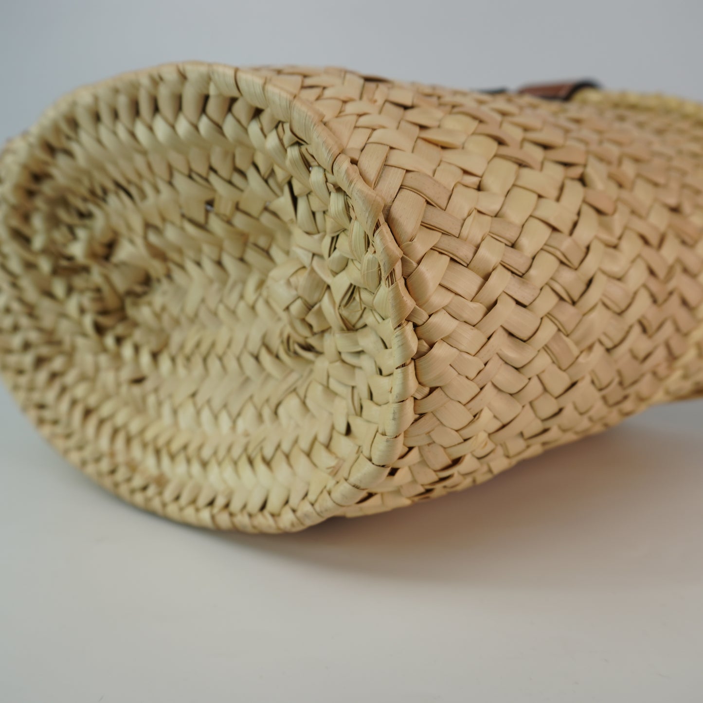Loewe Raffia Basket Bag Brown Trims Small
