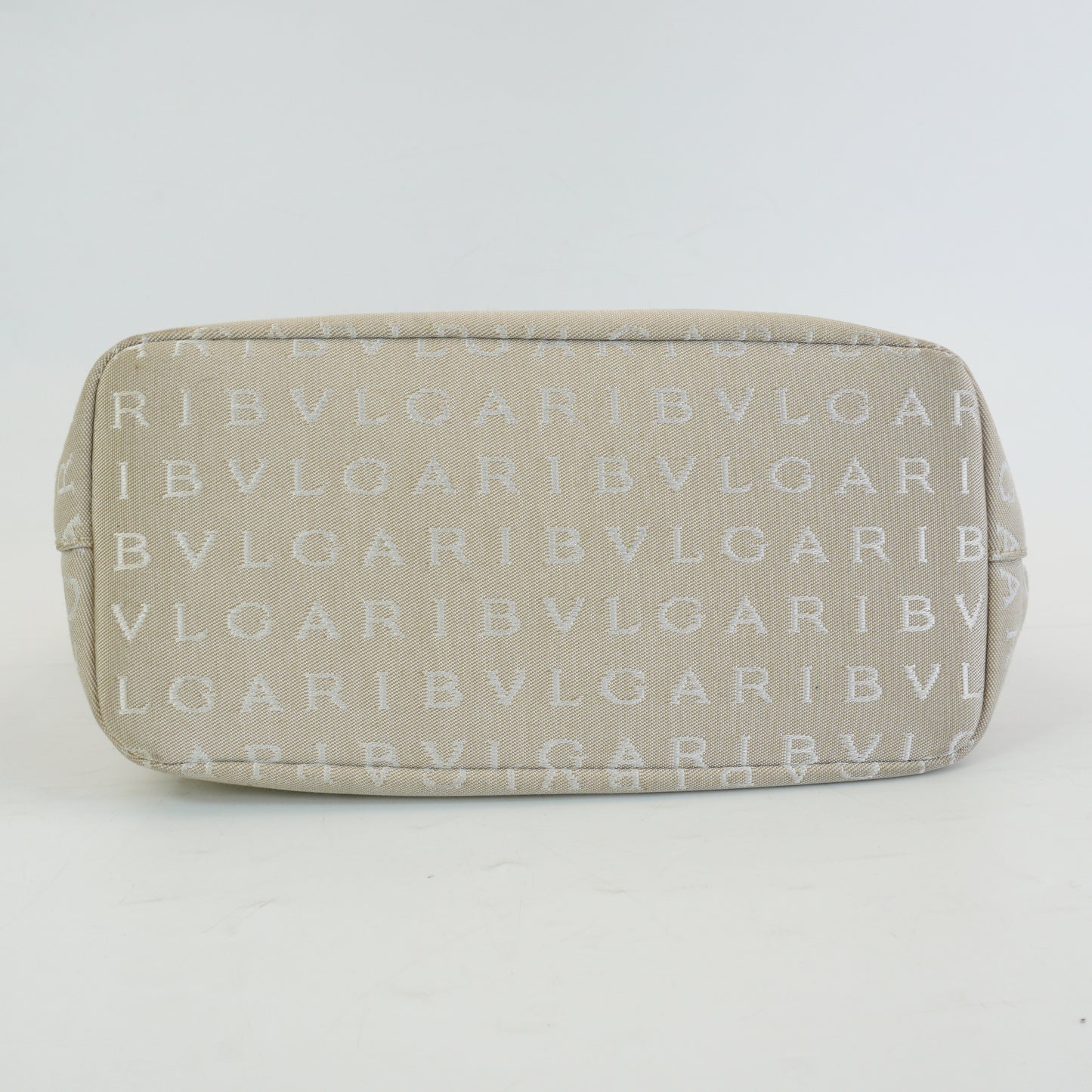 Bvlgari Logomania Beige Canvas Two Tone Neutral SHW Small