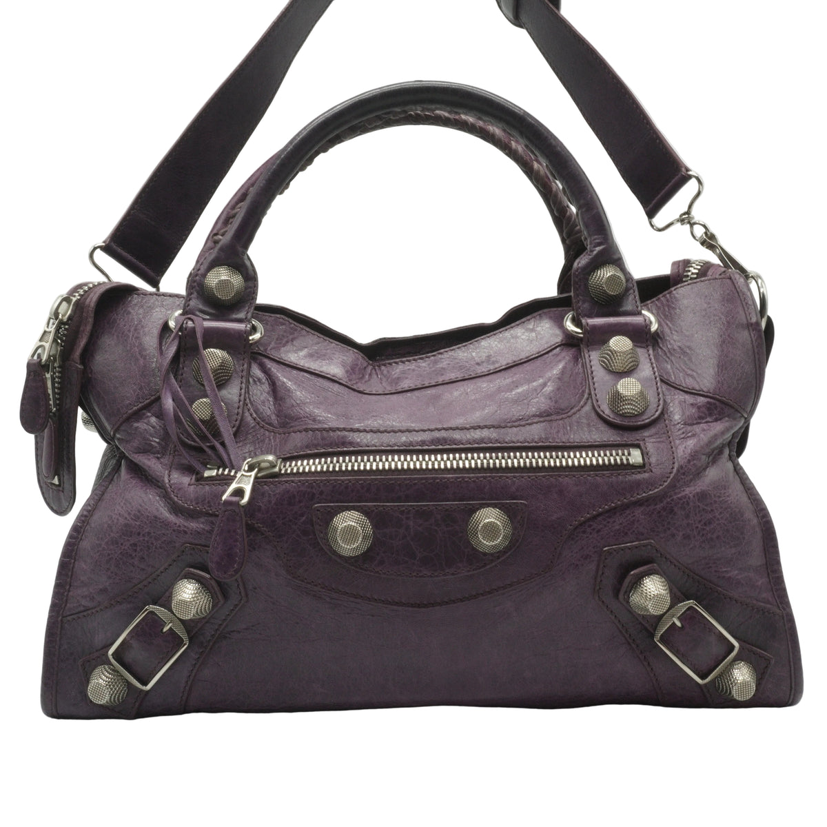 Balenciaga	Motocross Giant City Bag distreased leather purple large SHW