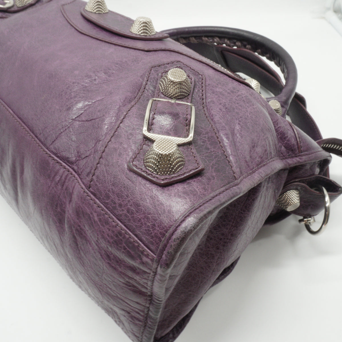 Balenciaga	Motocross Giant City Bag distreased leather purple large SHW
