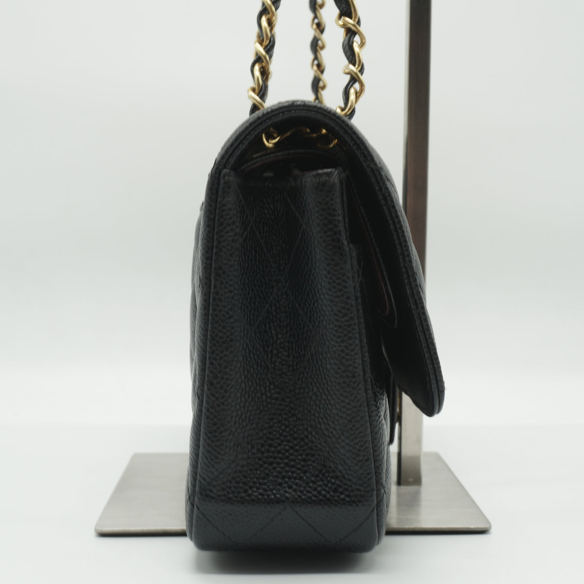 Chanel	Classic Double Flap Quilted Caviar Bag Black GHW