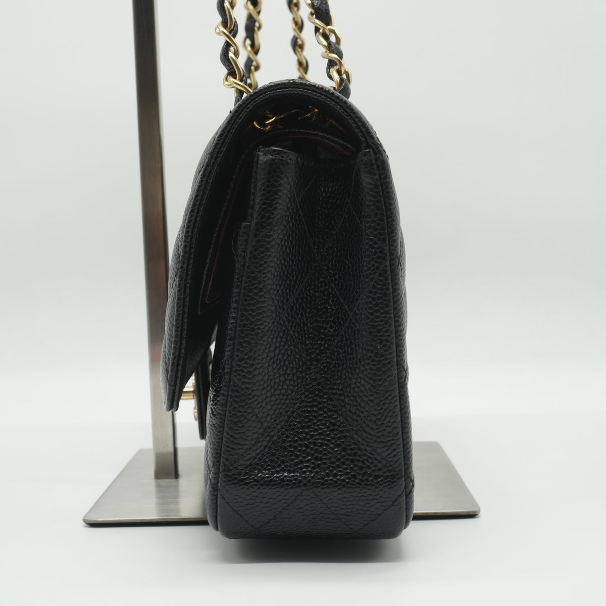 Chanel	Classic Double Flap Quilted Caviar Bag Black GHW