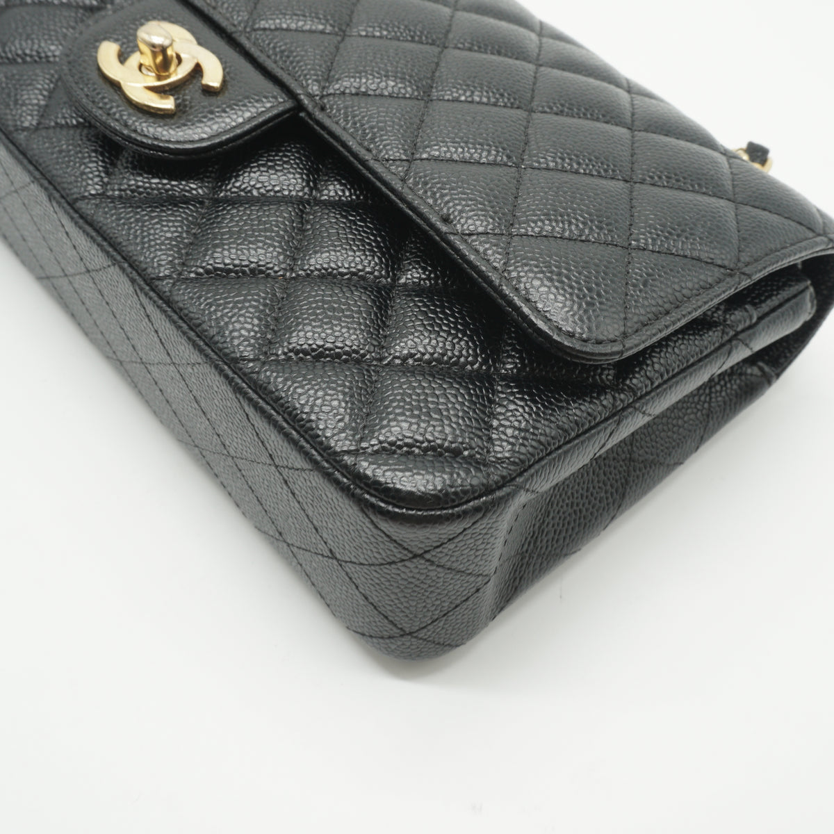 Chanel	Classic Double Flap Quilted Caviar Bag Black GHW