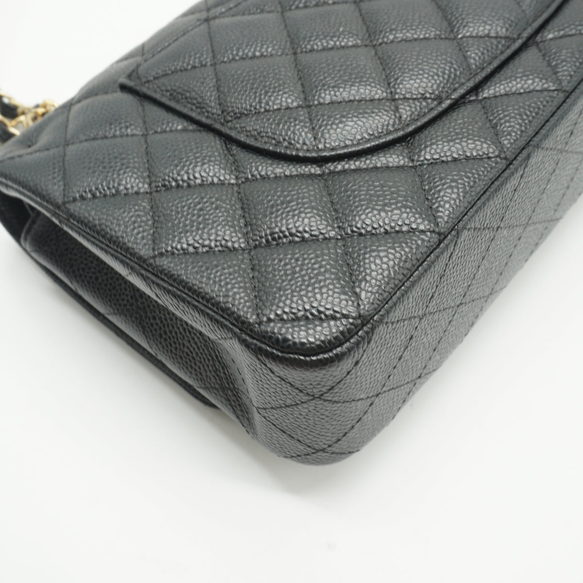 Chanel	Classic Double Flap Quilted Caviar Bag Black GHW