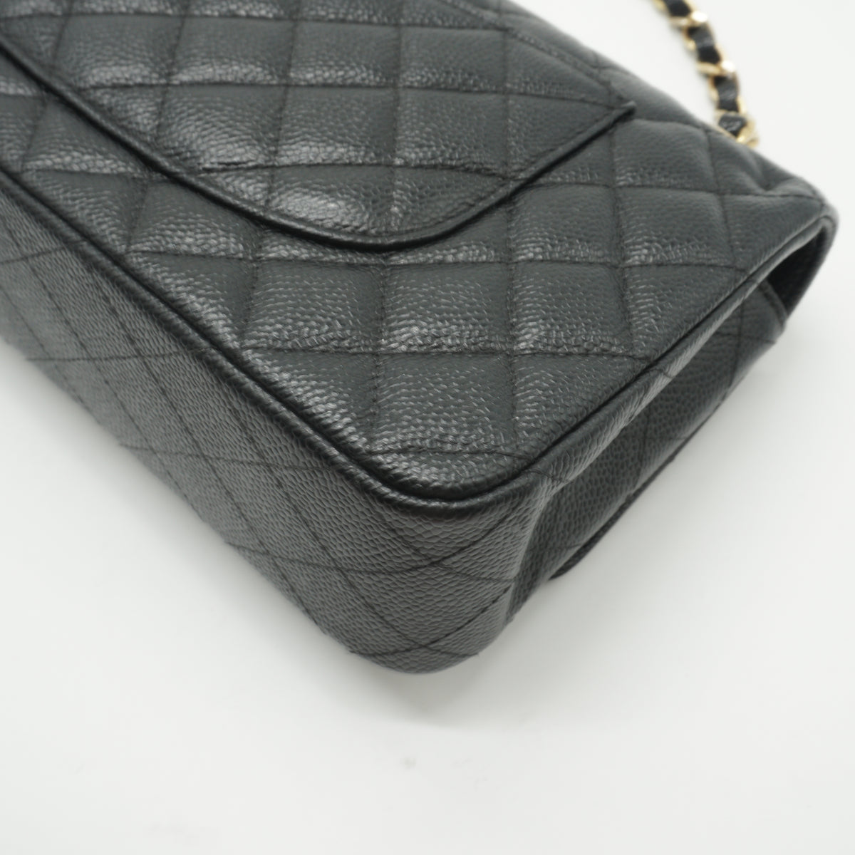 Chanel	Classic Double Flap Quilted Caviar Bag Black GHW