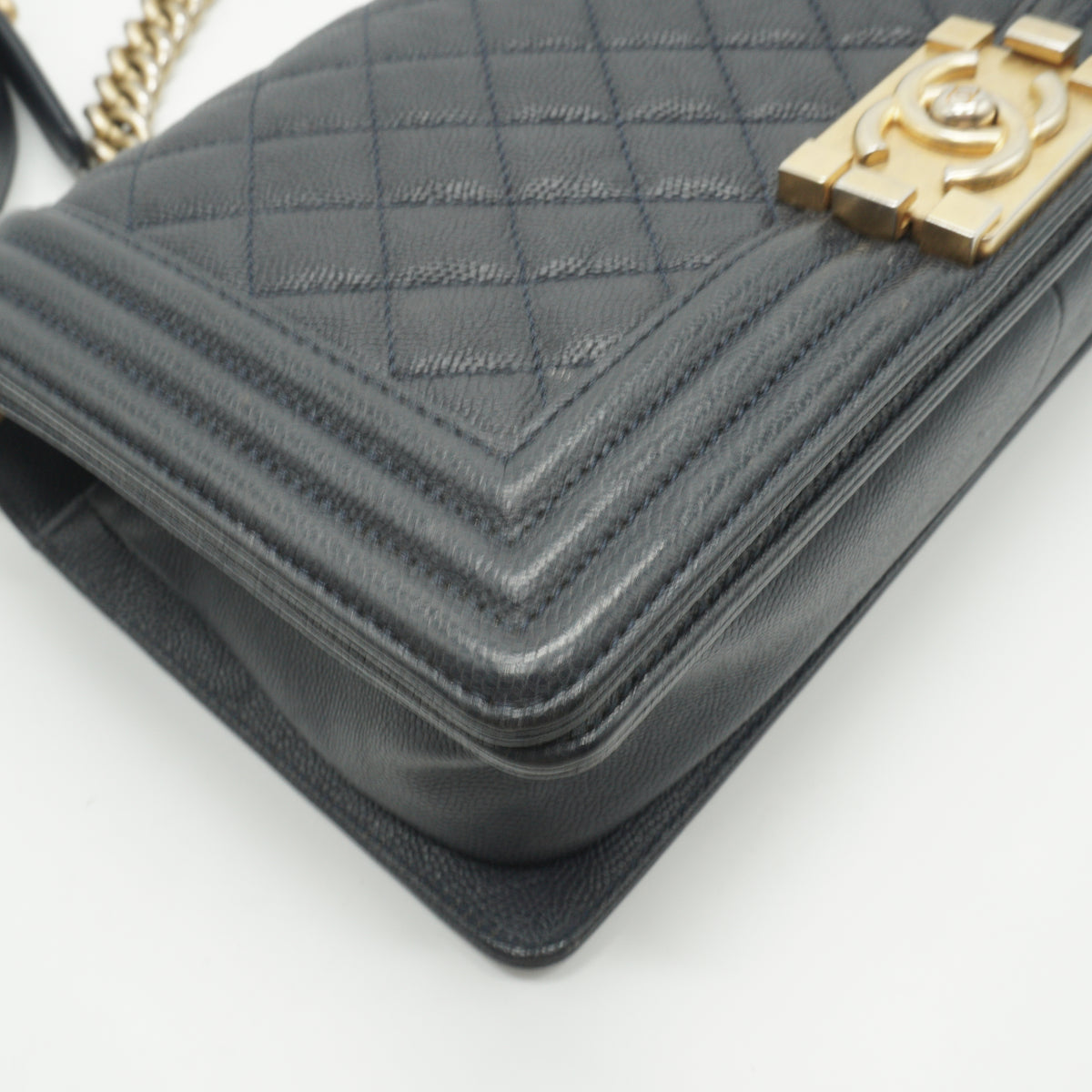 Chanel	Leboy Navy Blue GHW Small