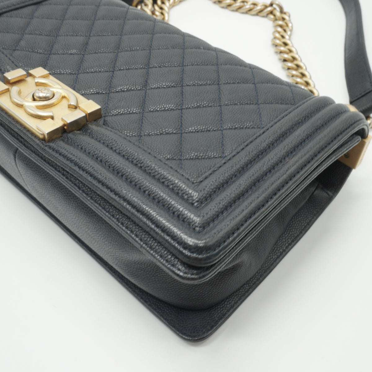 Chanel	Leboy Navy Blue GHW Small
