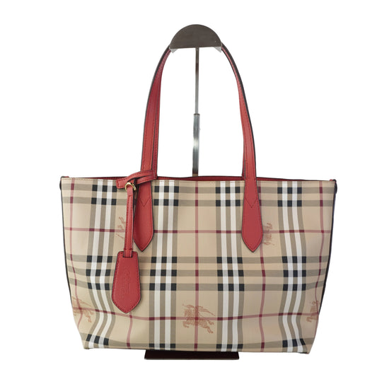 Burberry	Haymarket Check Reversible Tote Bag Pink