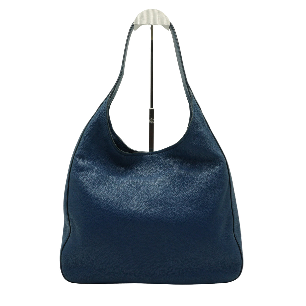 Prada Vitello Daino Leather Hobo Bag Blue Medium SHW