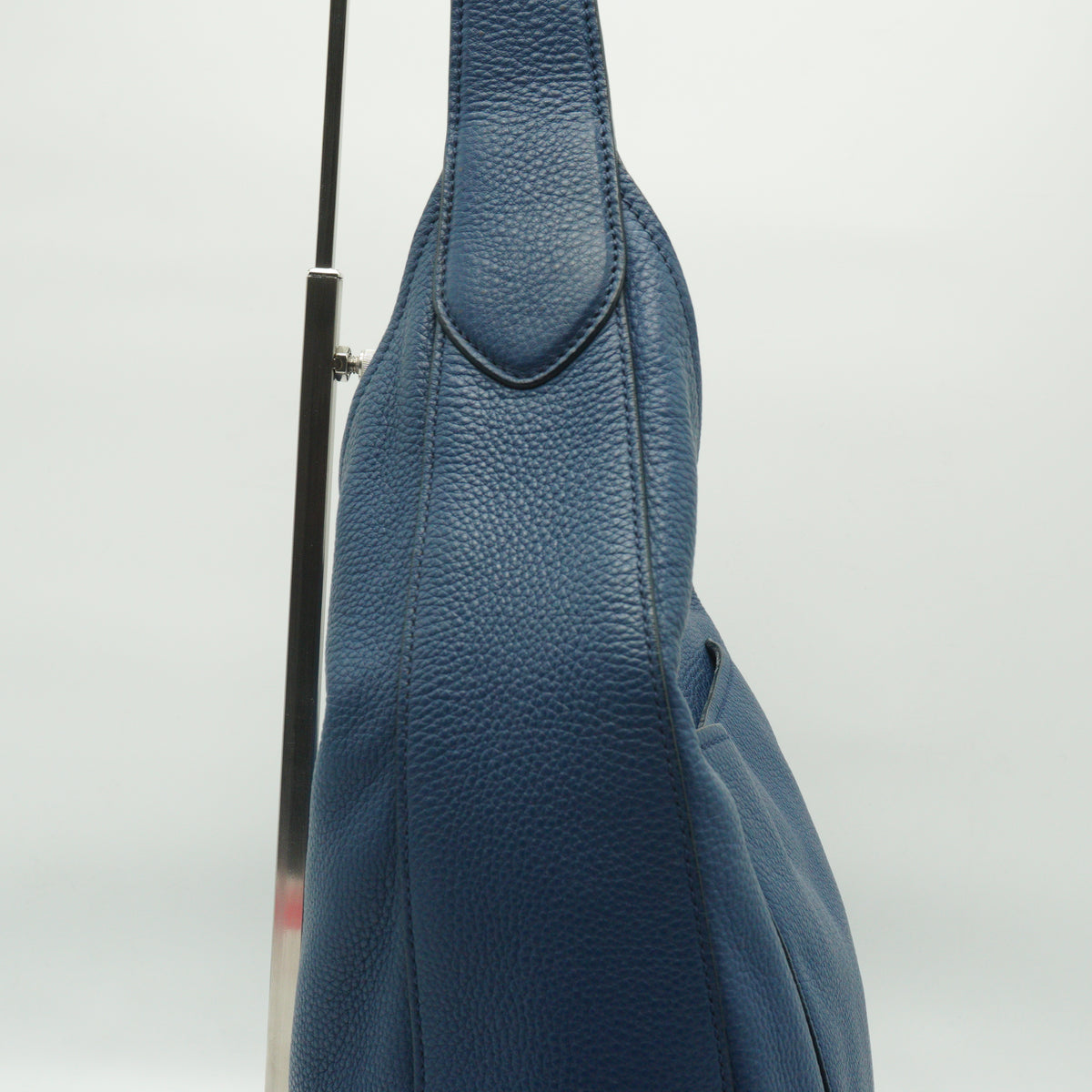 Prada Vitello Daino Leather Hobo Bag Blue Medium SHW
