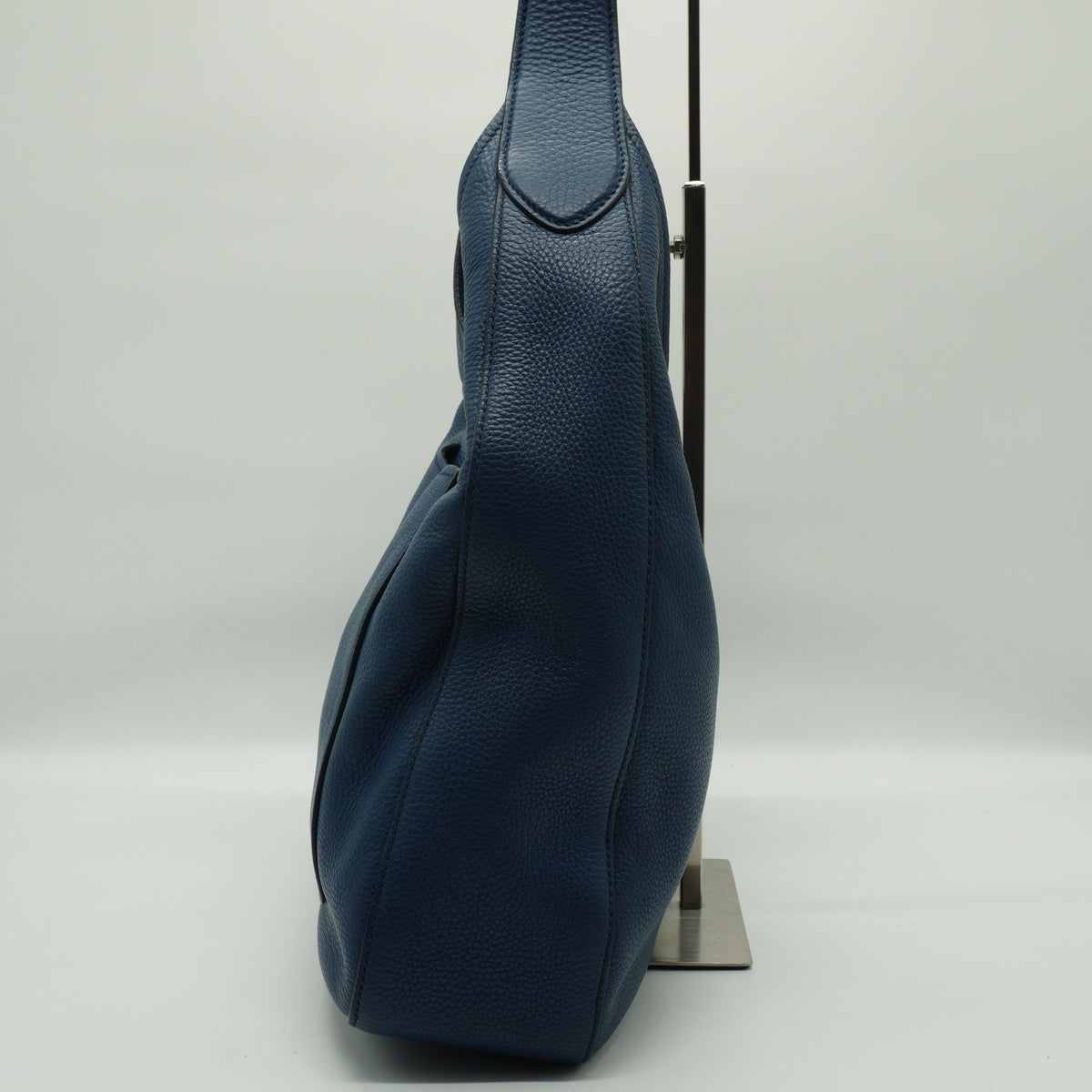 Prada Vitello Daino Leather Hobo Bag Blue Medium SHW
