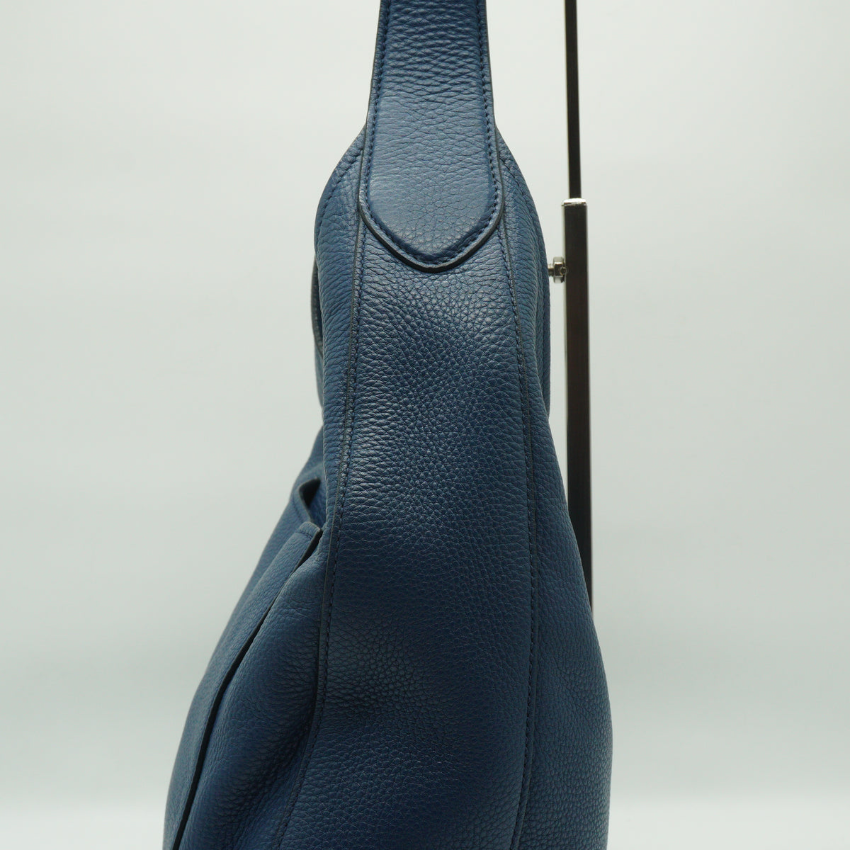 Prada Vitello Daino Leather Hobo Bag Blue Medium SHW