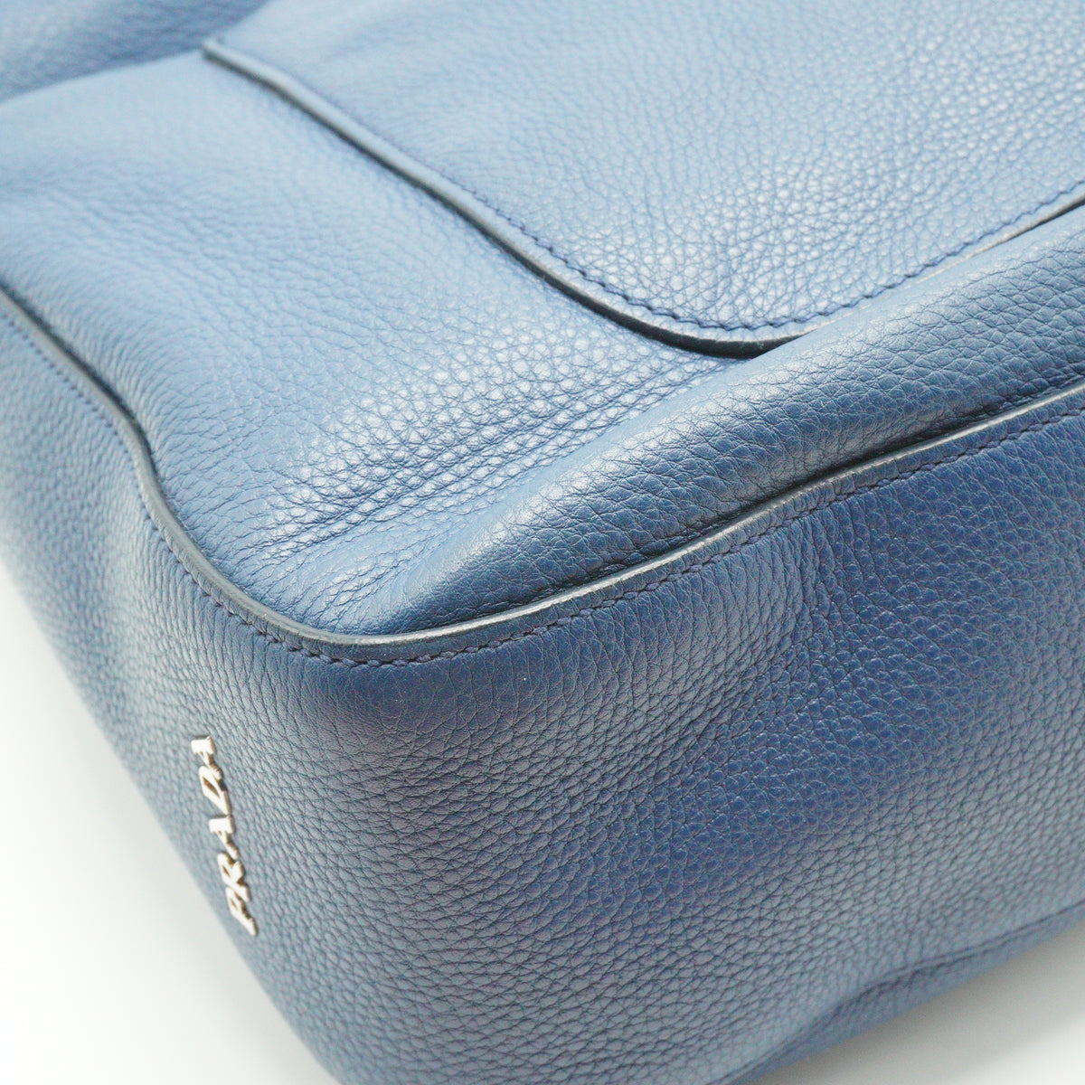 Prada Vitello Daino Leather Hobo Bag Blue Medium SHW