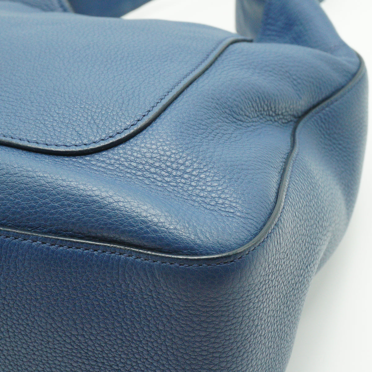 Prada Vitello Daino Leather Hobo Bag Blue Medium SHW