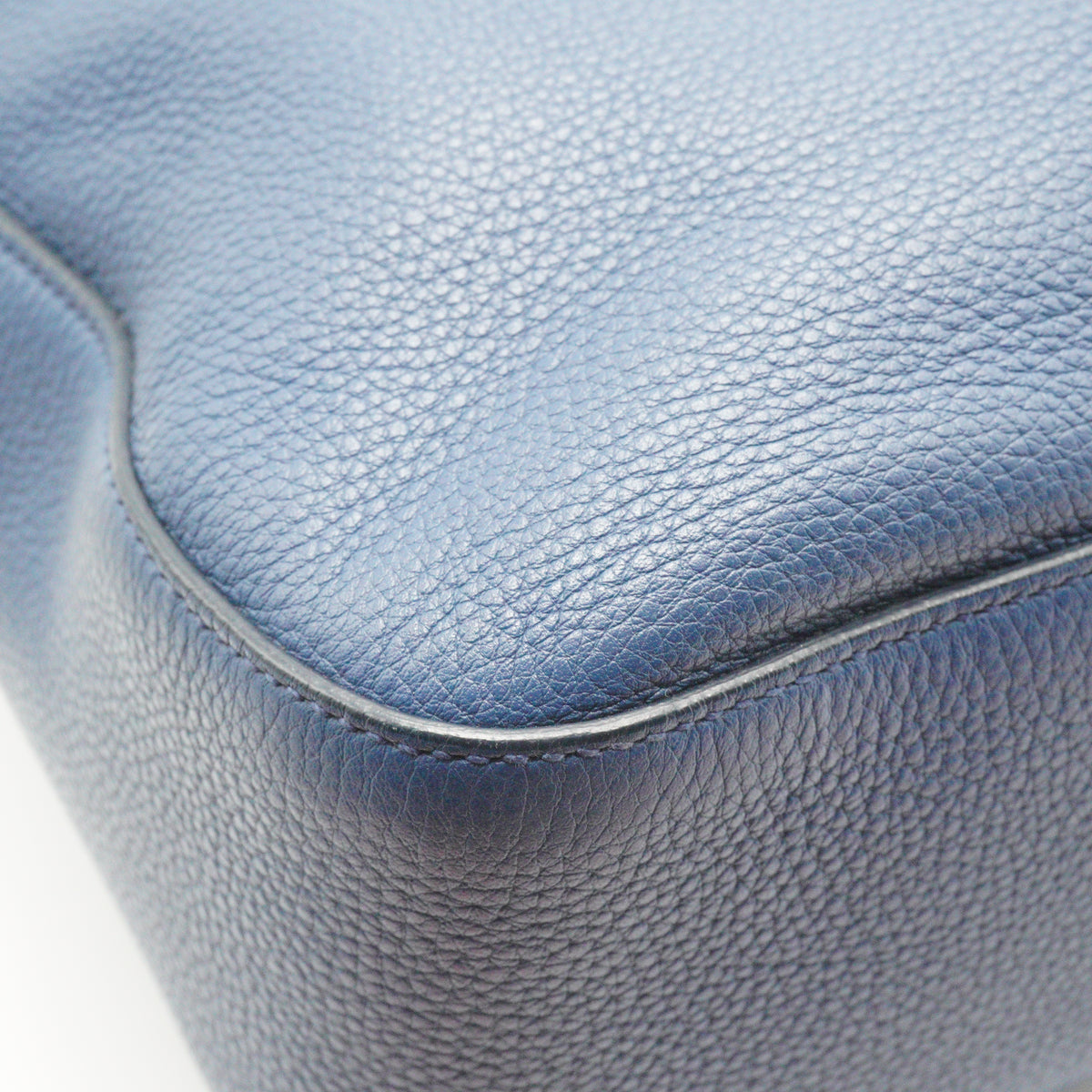 Prada Vitello Daino Leather Hobo Bag Blue Medium SHW