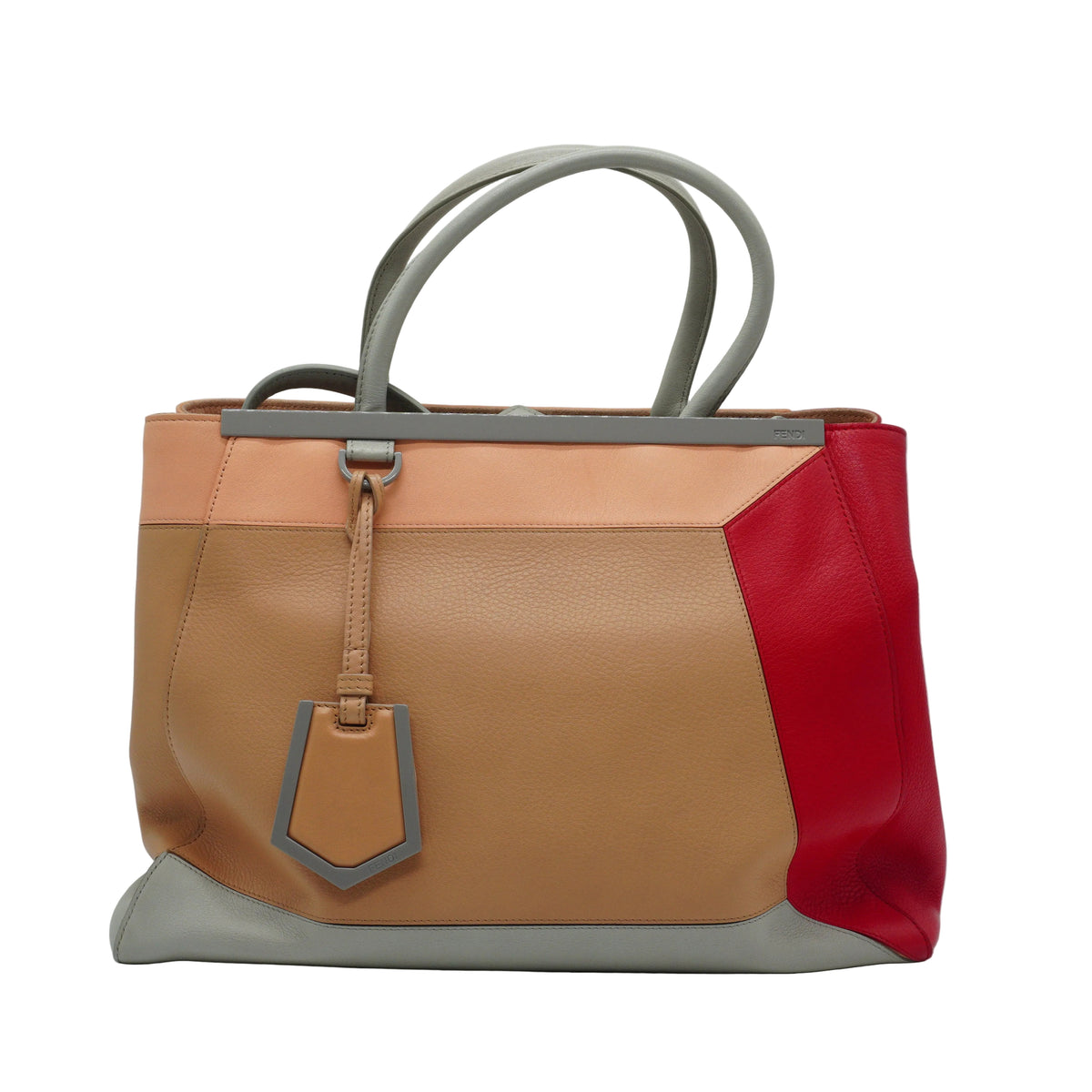 Fendi 2 Jour  Tote Cream,light gray,Red Large GHW
