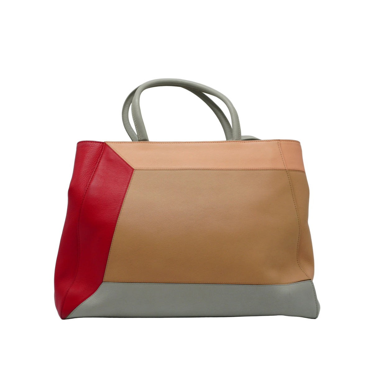 Fendi 2 Jour  Tote Cream,light gray,Red Large GHW