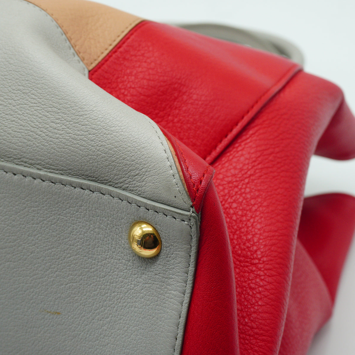 Fendi 2 Jour  Tote Cream,light gray,Red Large GHW