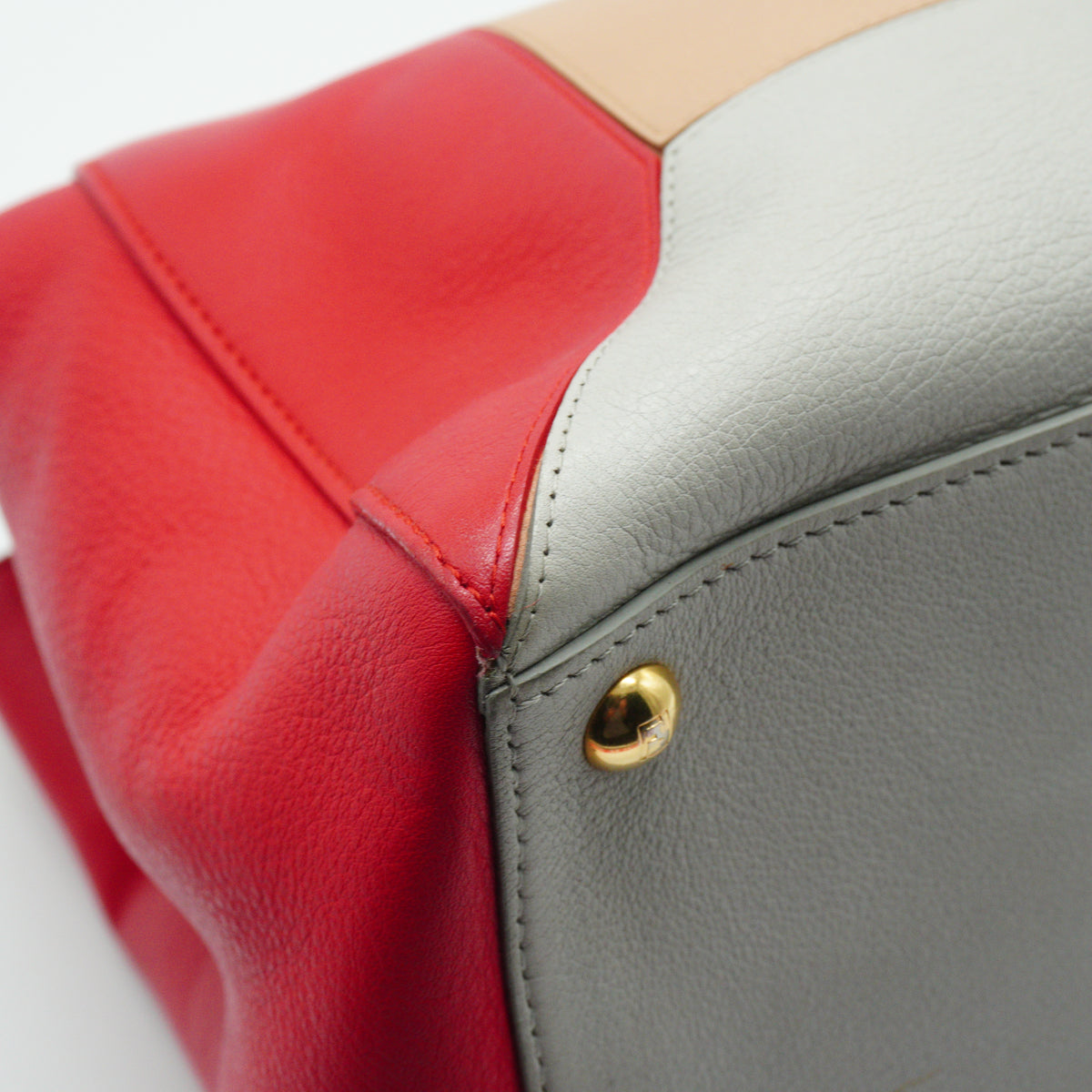 Fendi 2 Jour  Tote Cream,light gray,Red Large GHW