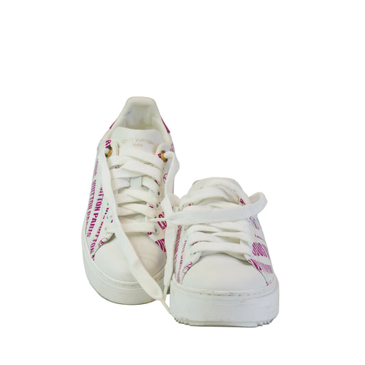 Louis Vuitton Timeout line Shoes logo sneakers Leather pink/white size 35 1/2