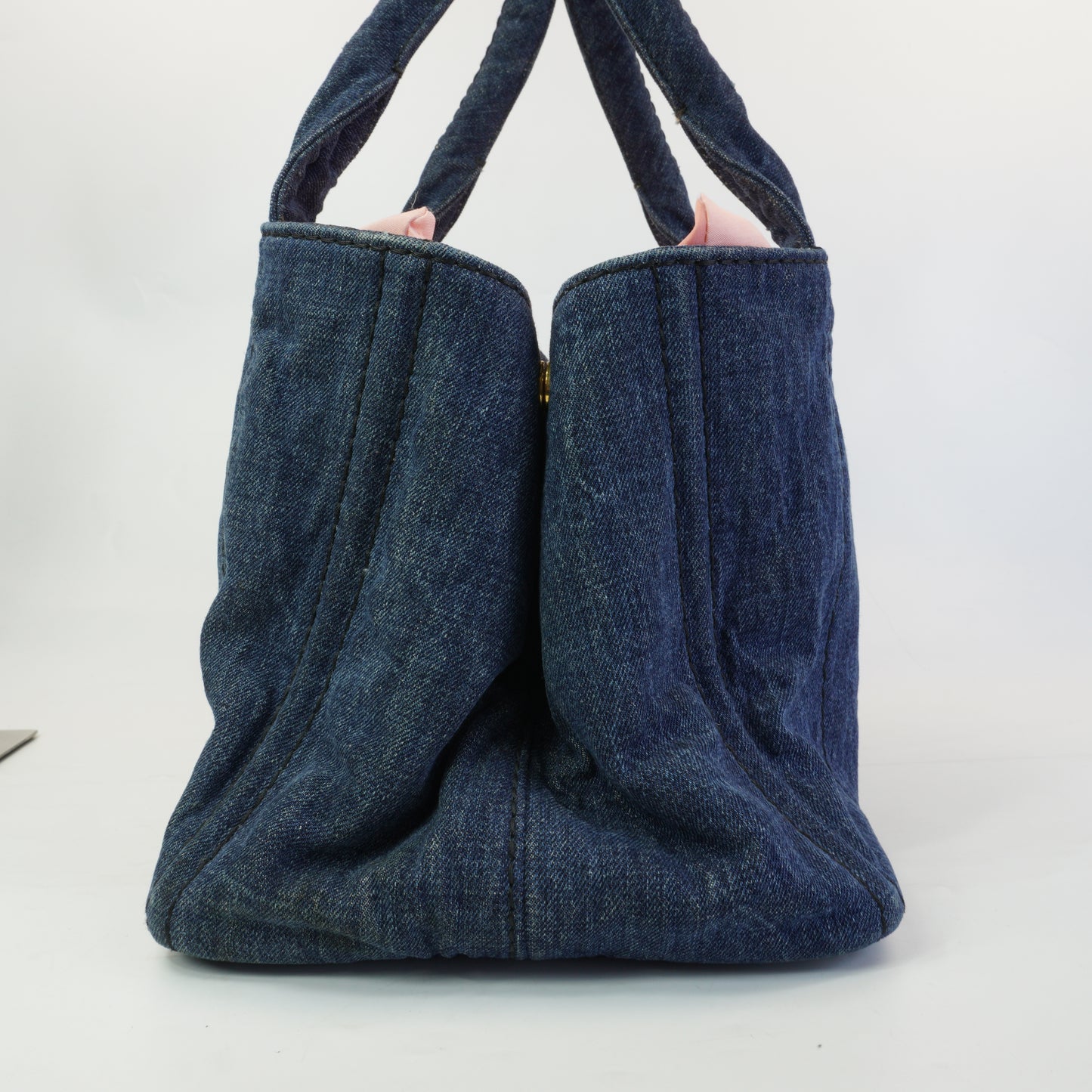Prada Canapa Tote Denim Bag GHW Large