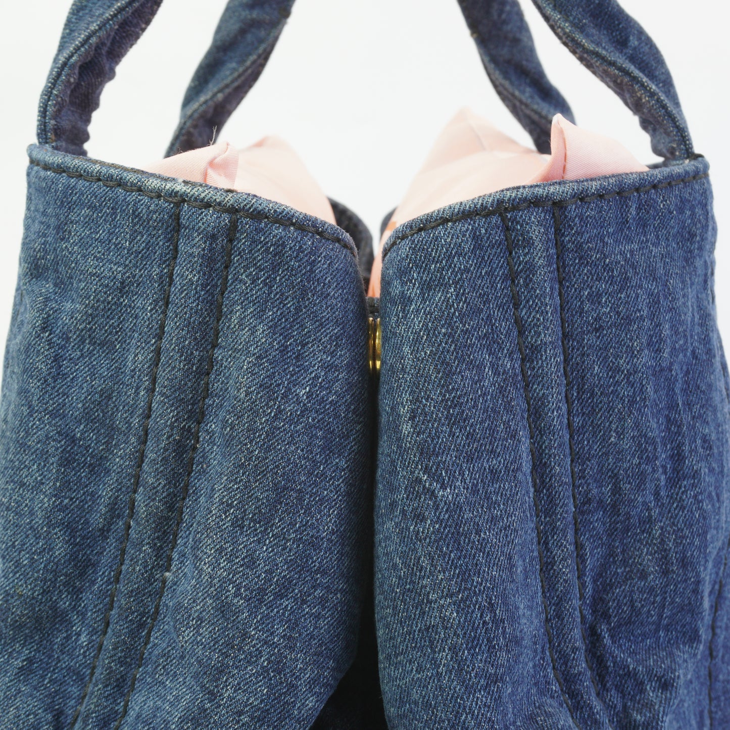 Prada Canapa Tote Denim Bag GHW Large