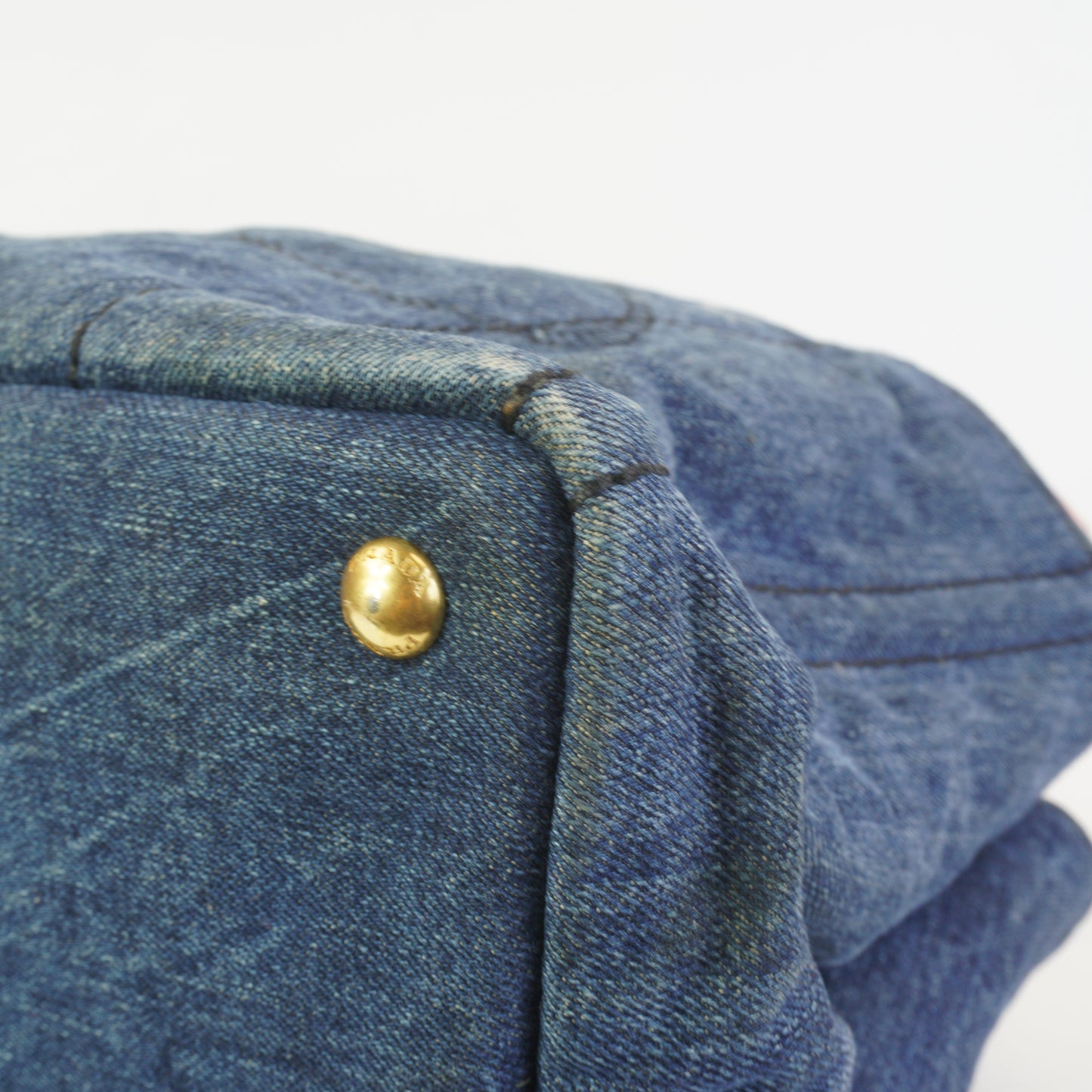 Prada Canapa Tote Denim Bag GHW Large