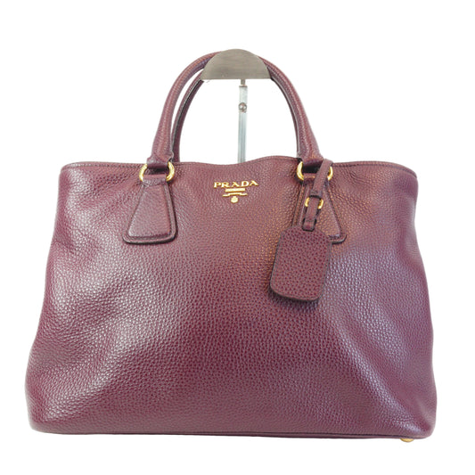 Prada Vitello Daino Burgundy Pebbled, Leather Tote Large GHW