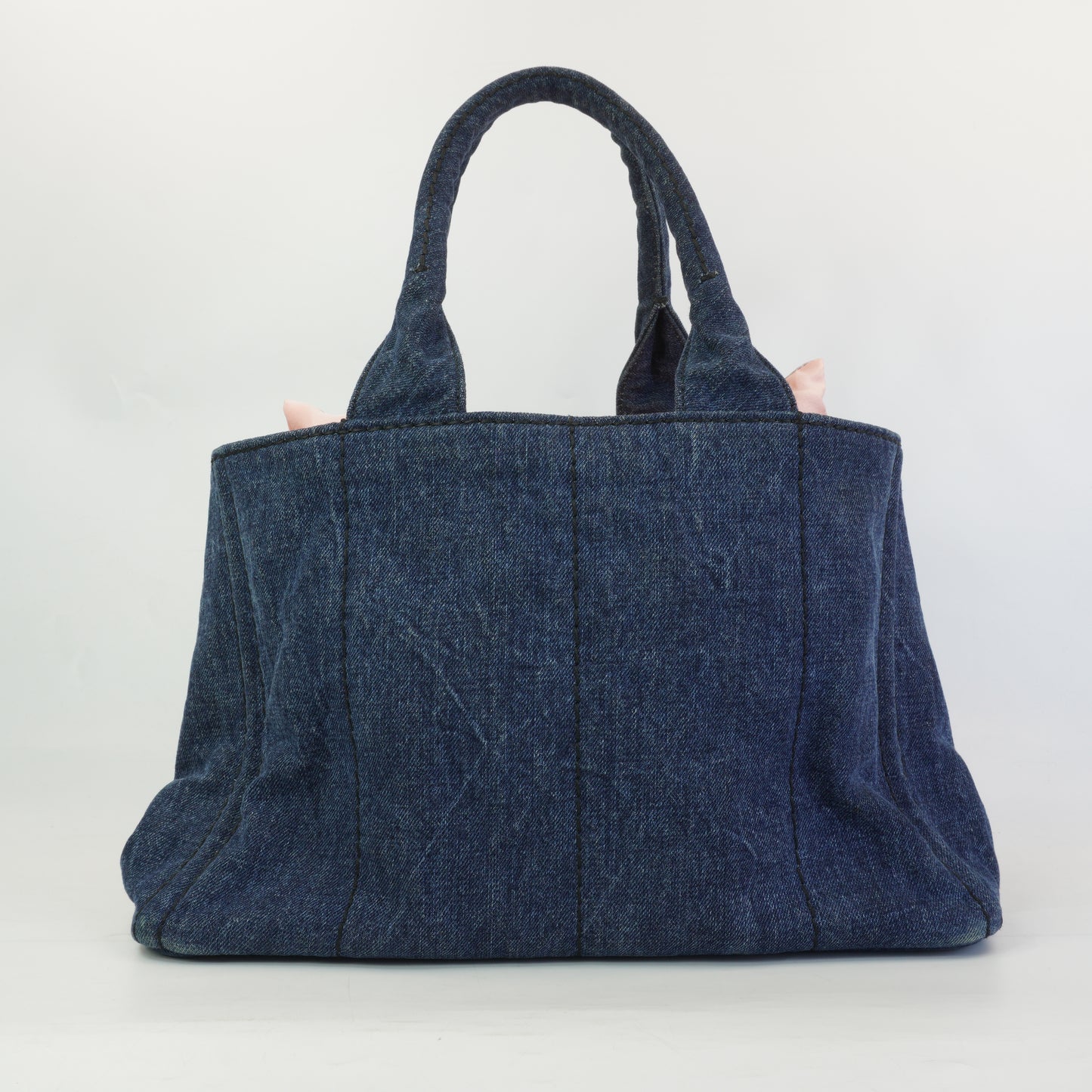 Prada Canapa Tote Denim Bag GHW Large