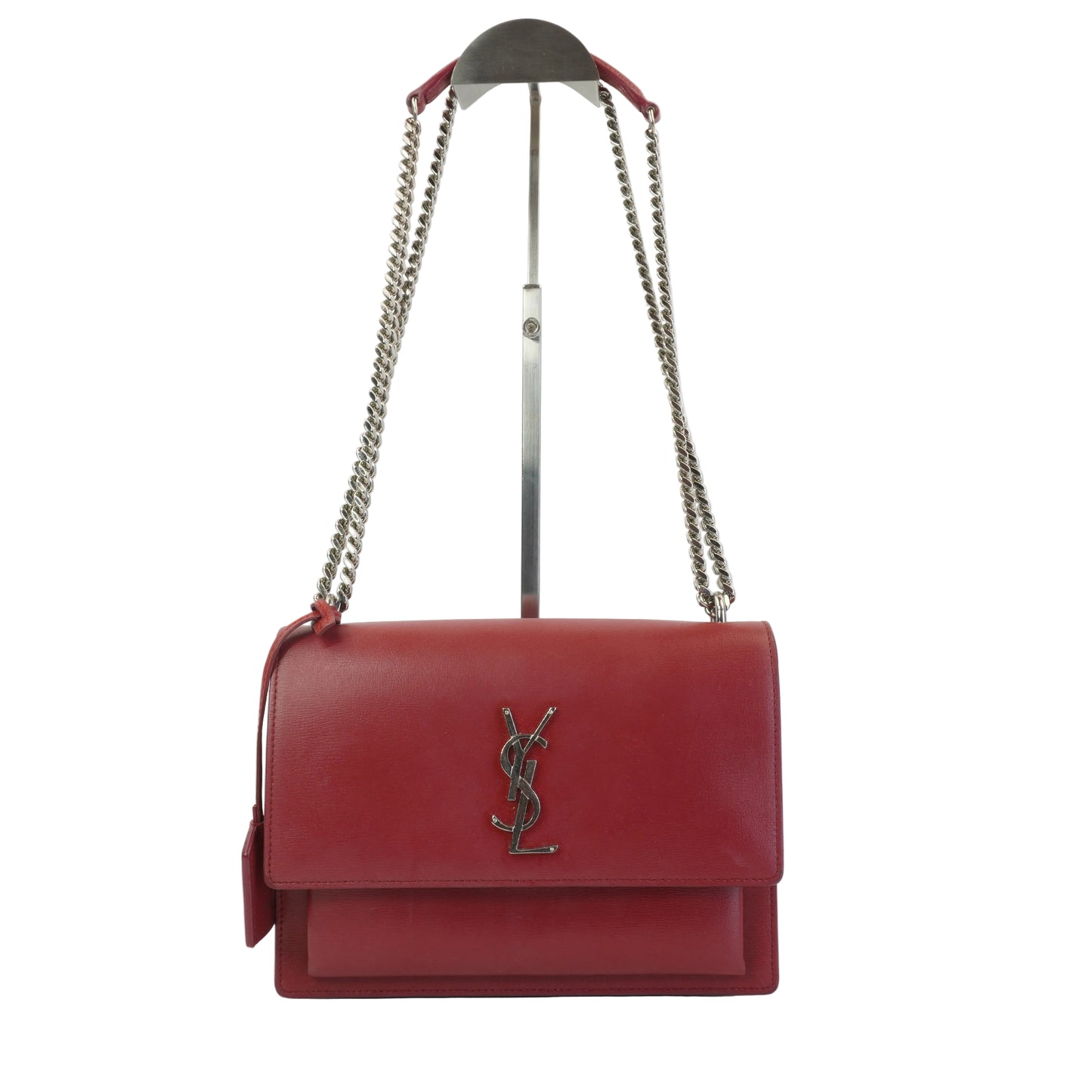 YSL	Sunset Shoulder Bag Red SHW Small