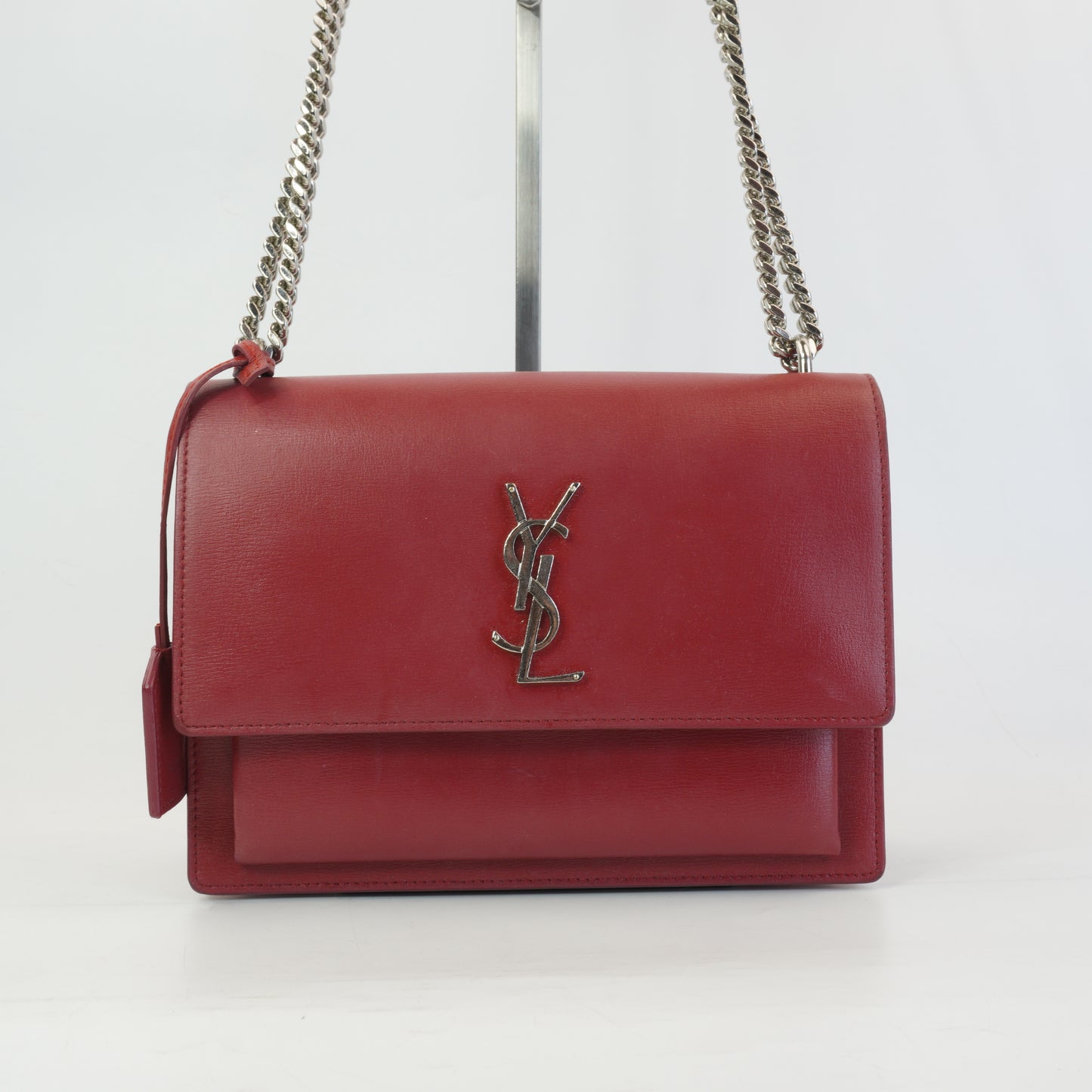 YSL	Sunset Shoulder Bag Red SHW Small