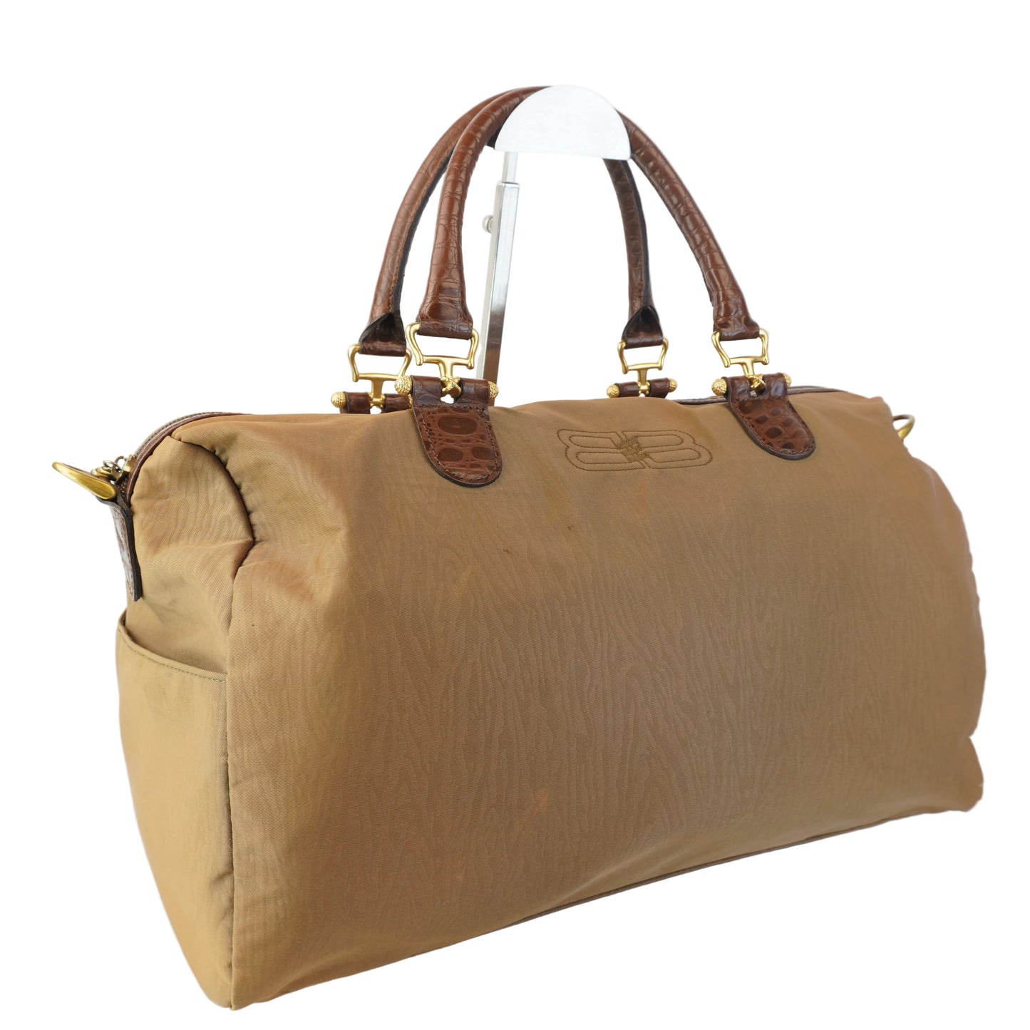 Balenciaga Nylon and Leather with croc embossed handles