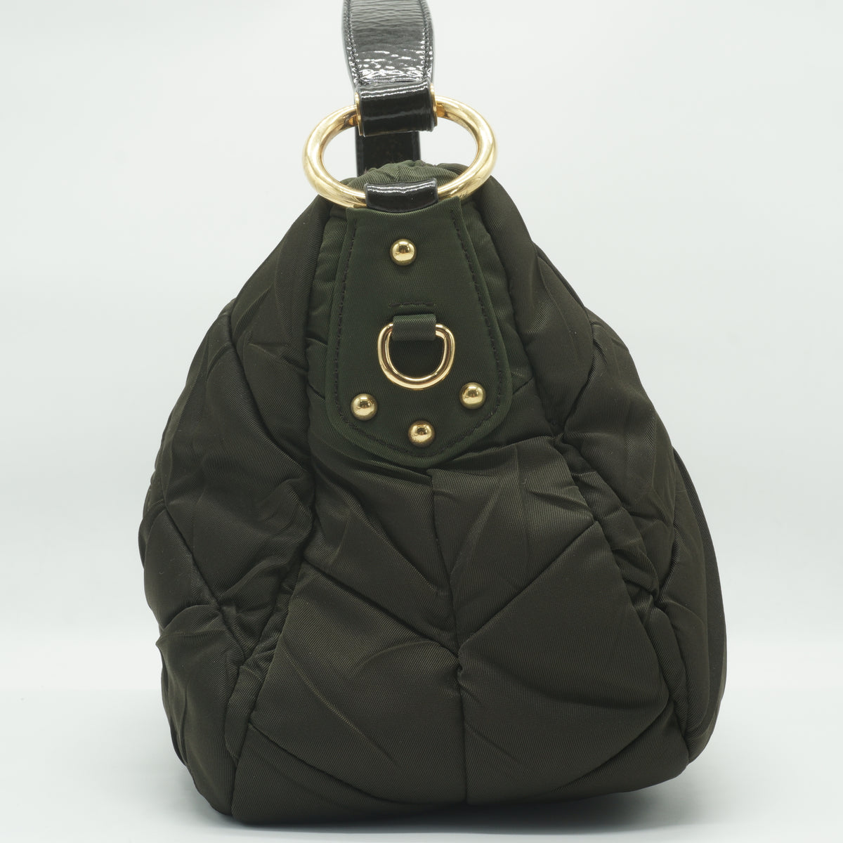 Prada Tessuto Nylon Chevron Quilted shoulder bag Ebony Medium GHW