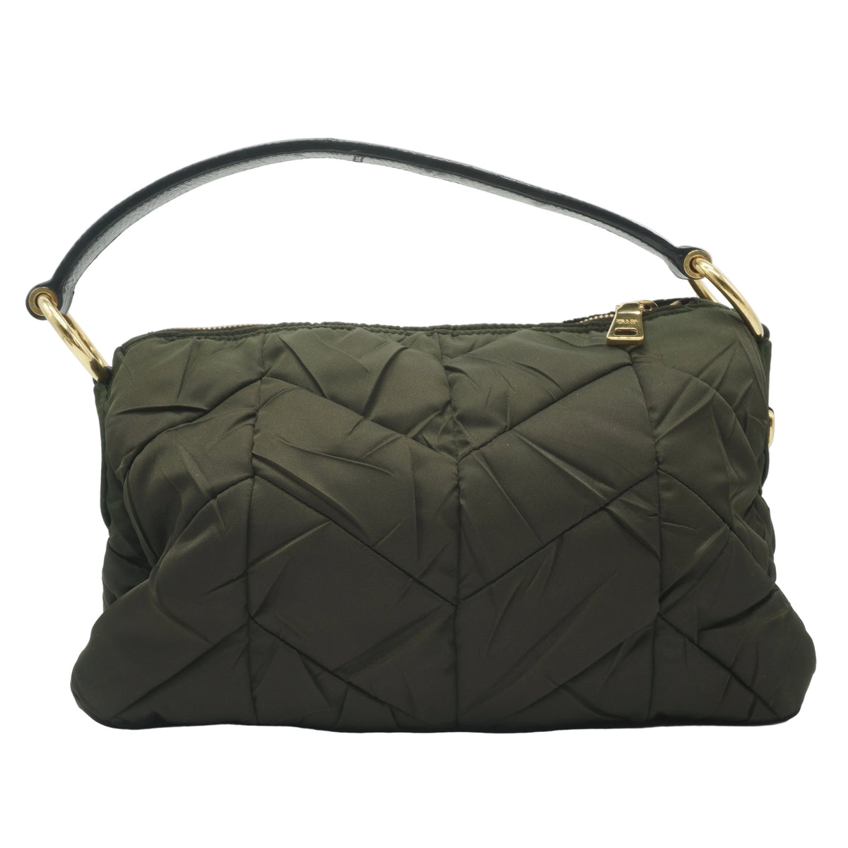 Prada Tessuto Nylon Chevron Quilted shoulder bag Ebony Medium GHW