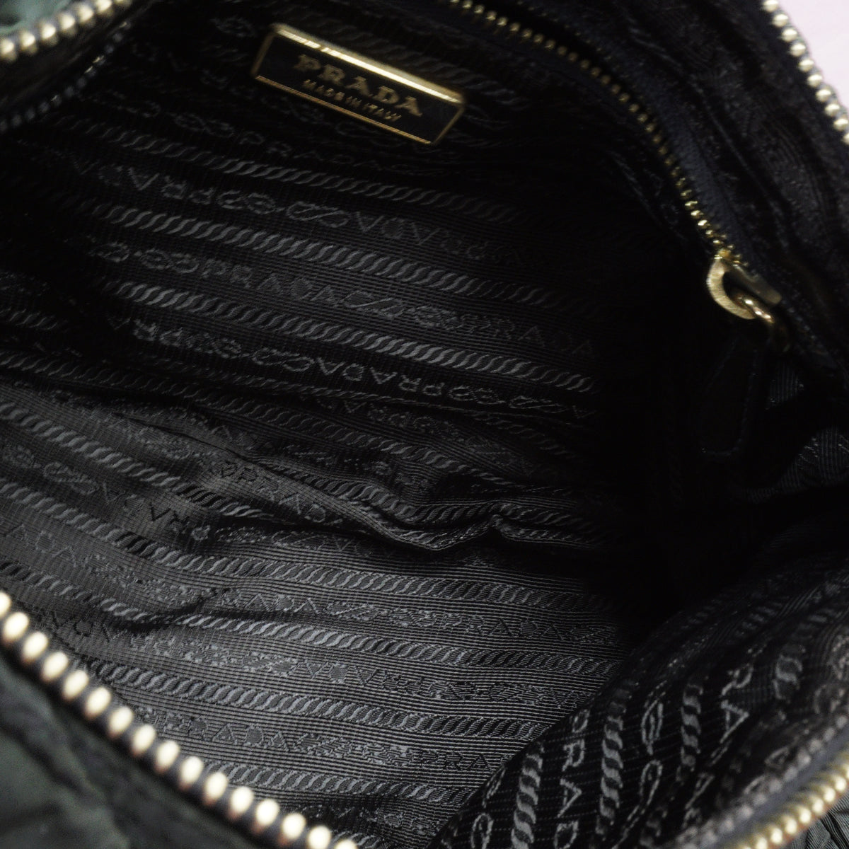 Prada Tessuto Nylon Chevron Quilted shoulder bag Ebony Medium GHW