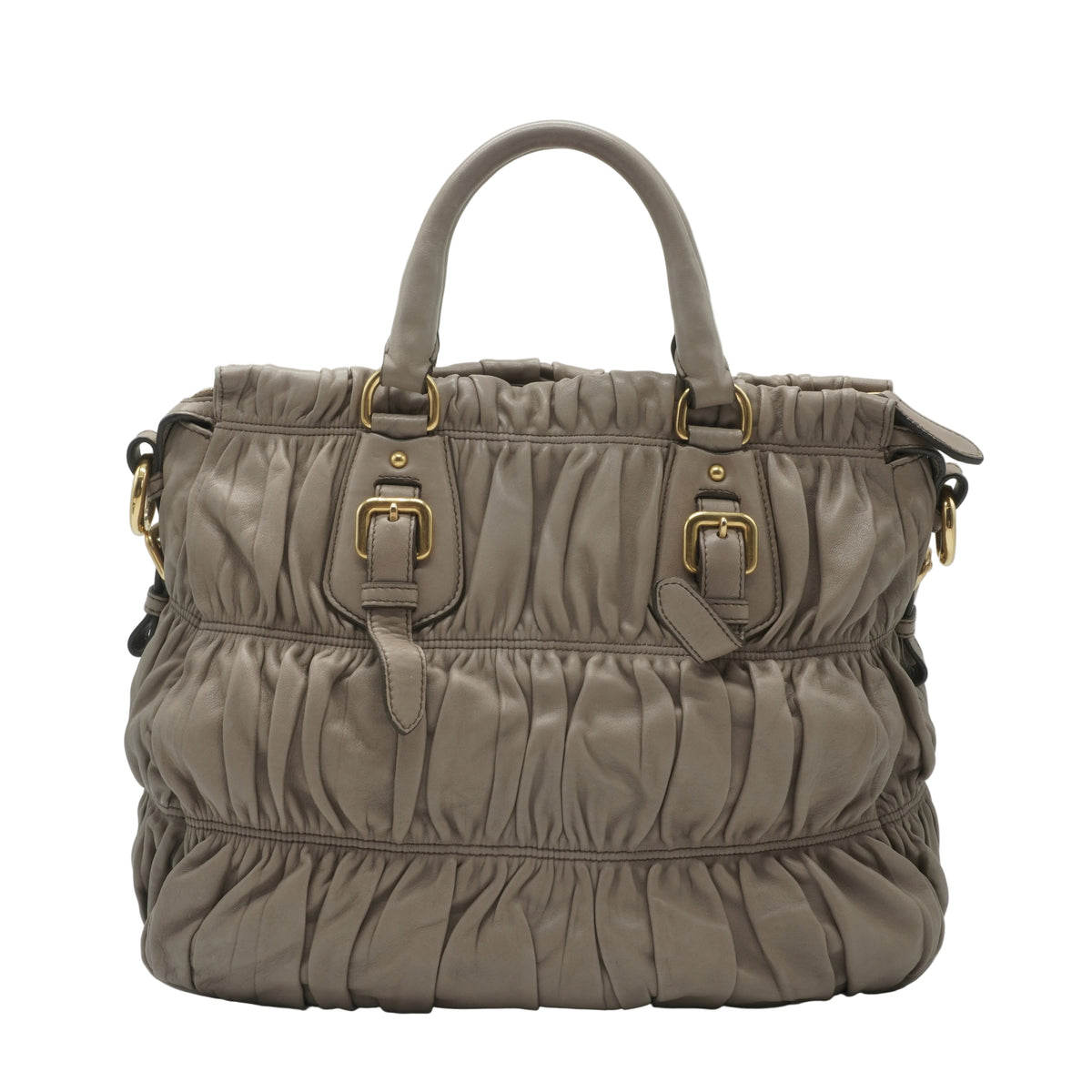 Prada Tessuto Gaufre Satchel Medium Neutral Taupe GHW