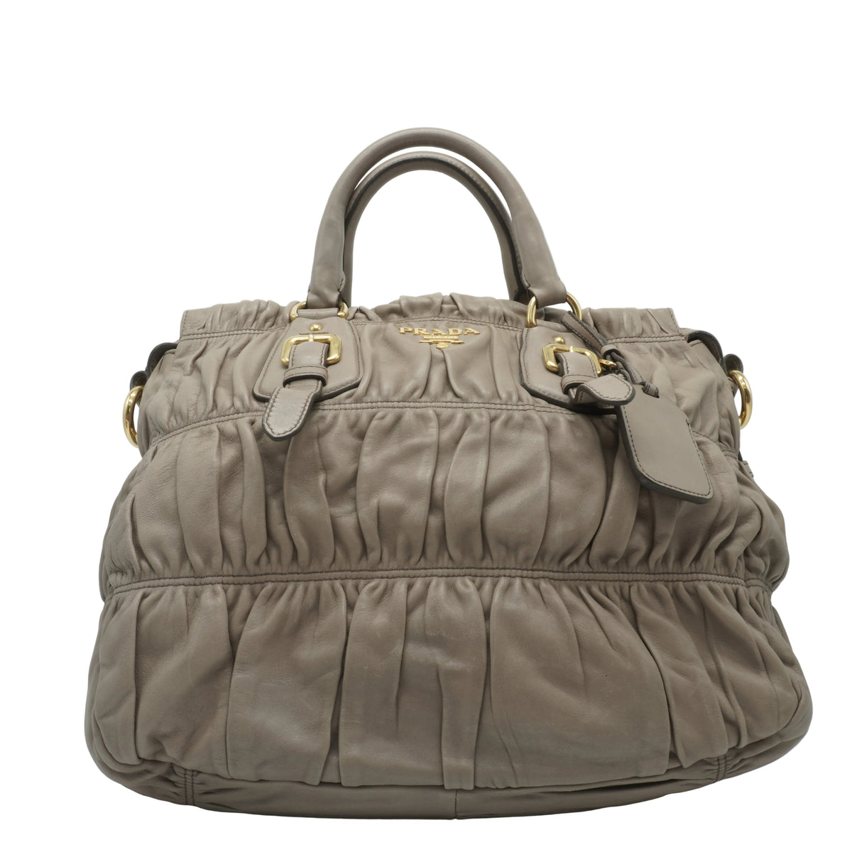 Prada Tessuto Gaufre Satchel Medium Neutral Taupe GHW