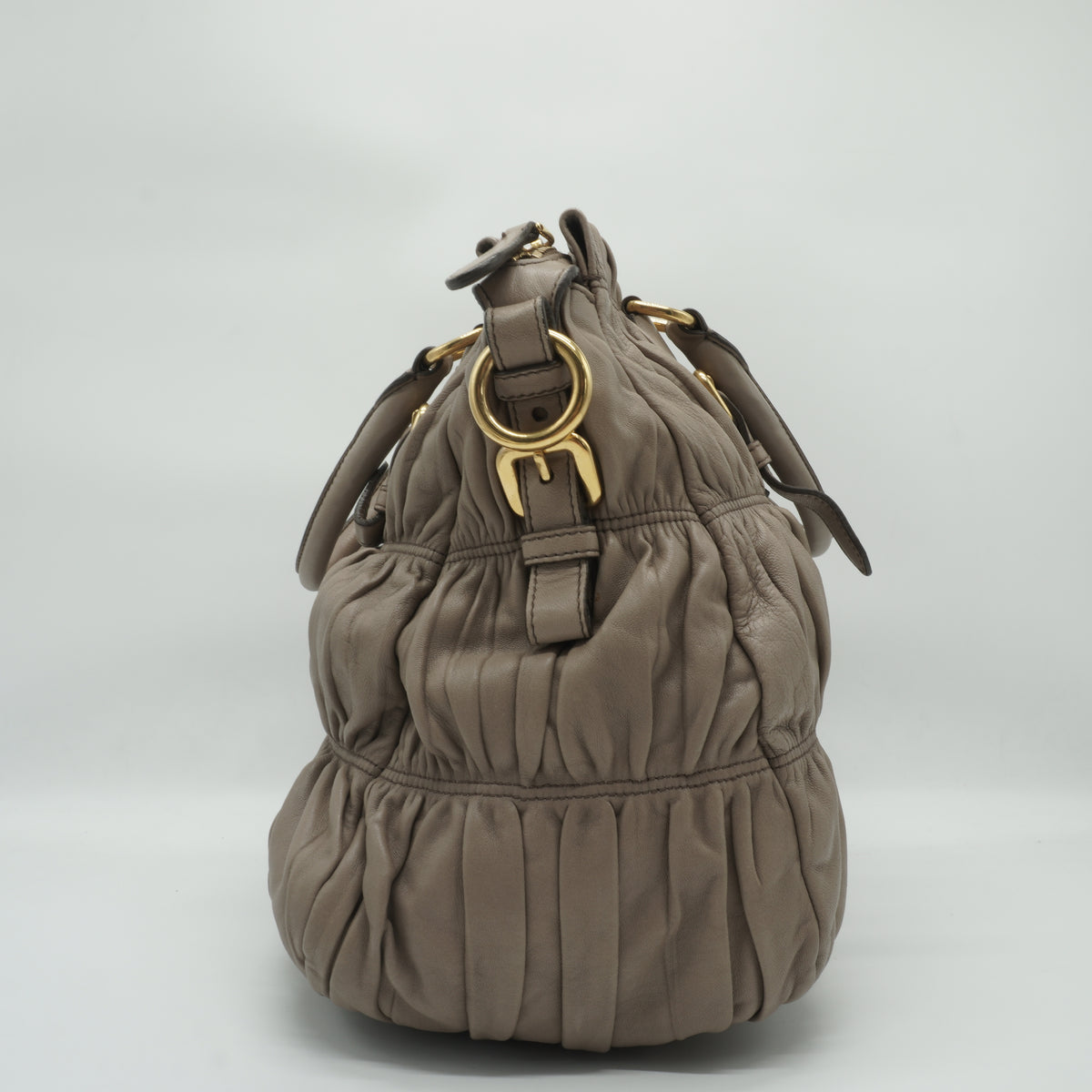 Prada Tessuto Gaufre Satchel Medium Neutral Taupe GHW