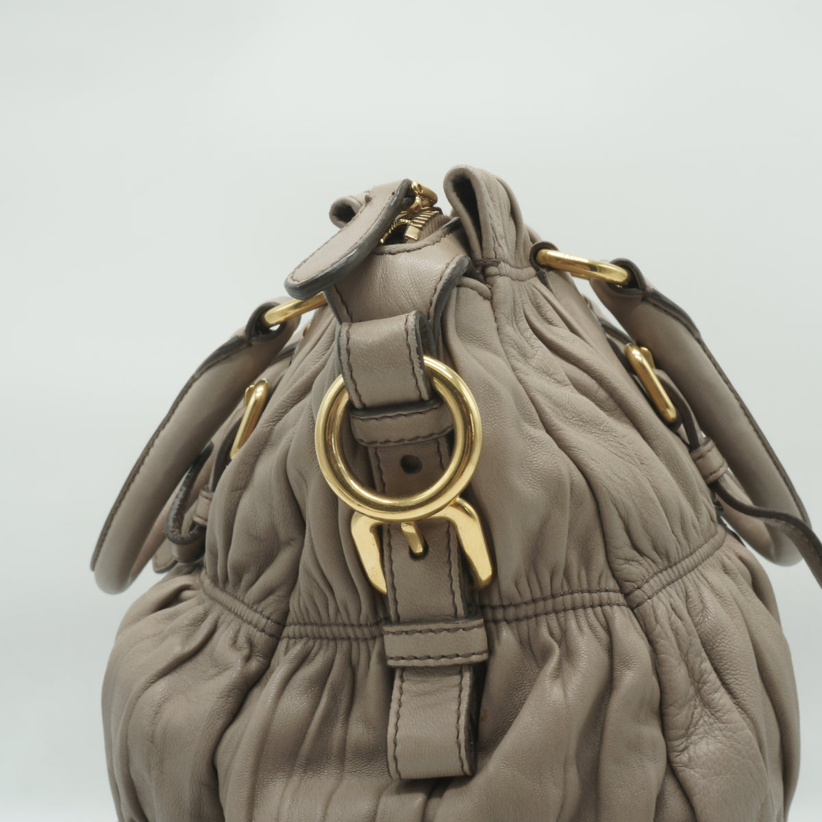 Prada Tessuto Gaufre Satchel Medium Neutral Taupe GHW