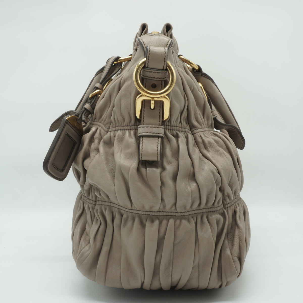 Prada Tessuto Gaufre Satchel Medium Neutral Taupe GHW