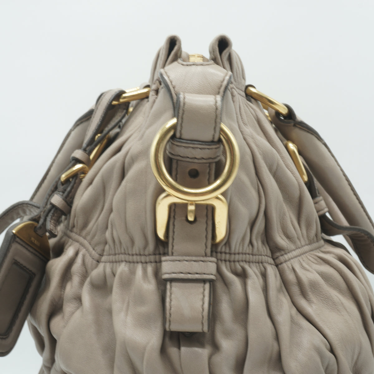 Prada Tessuto Gaufre Satchel Medium Neutral Taupe GHW