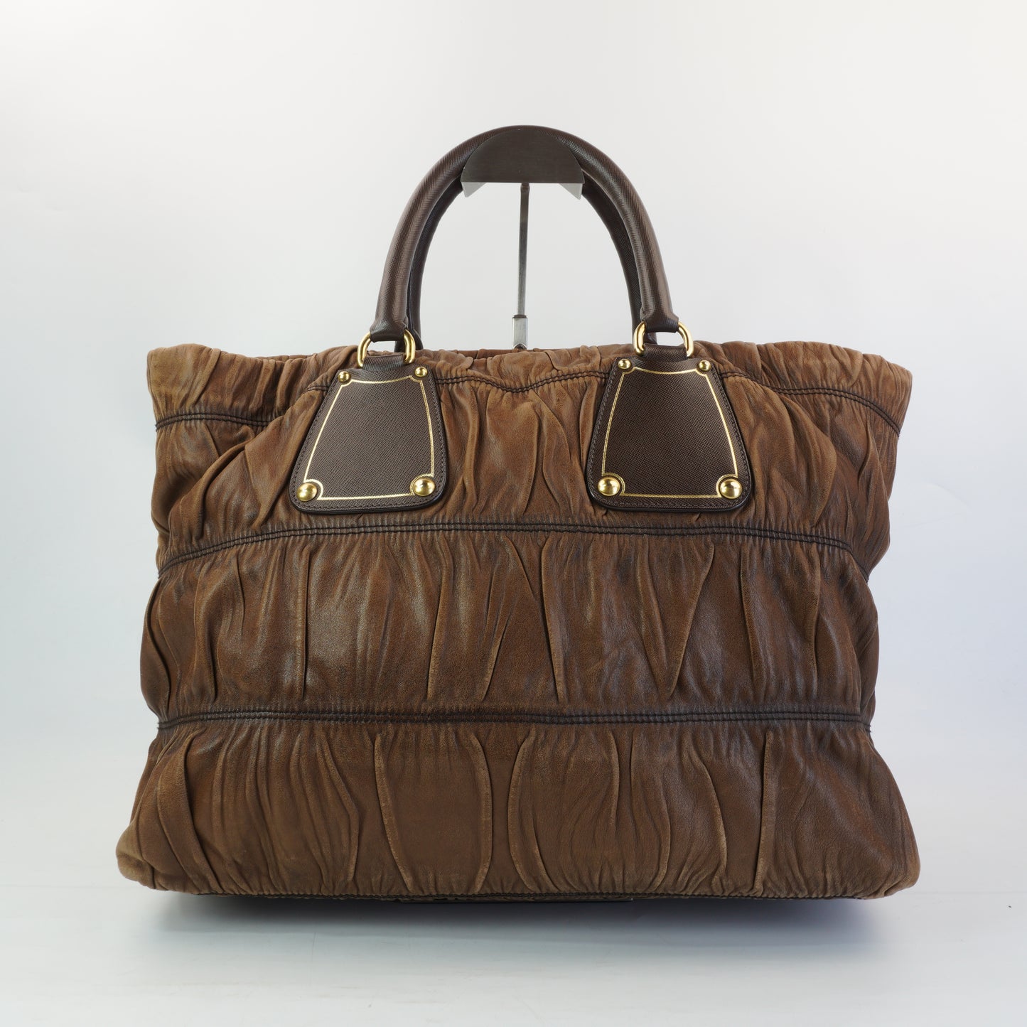 Prada Gaufre Tote Brown GHW Large