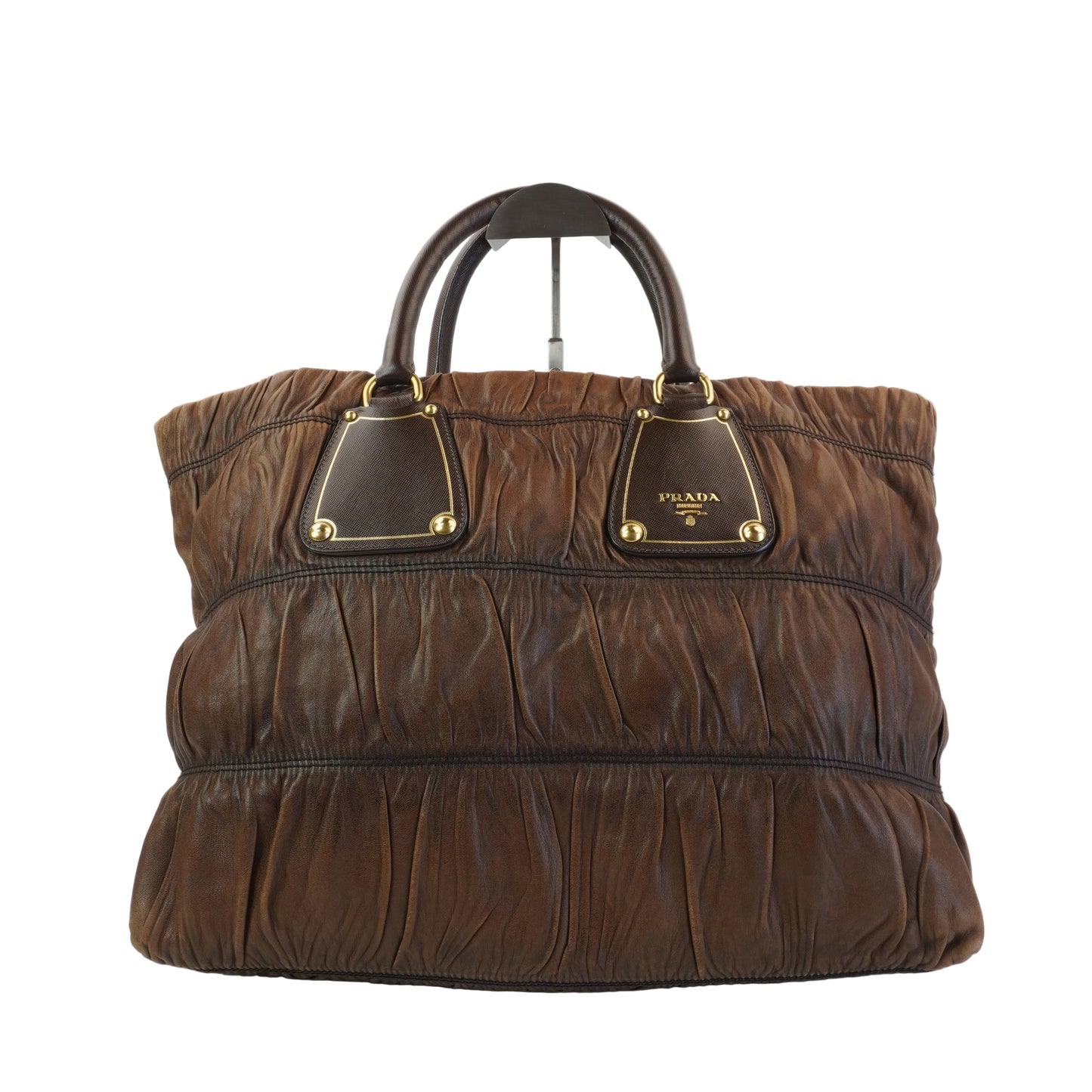 Prada Gaufre Tote Brown GHW Large