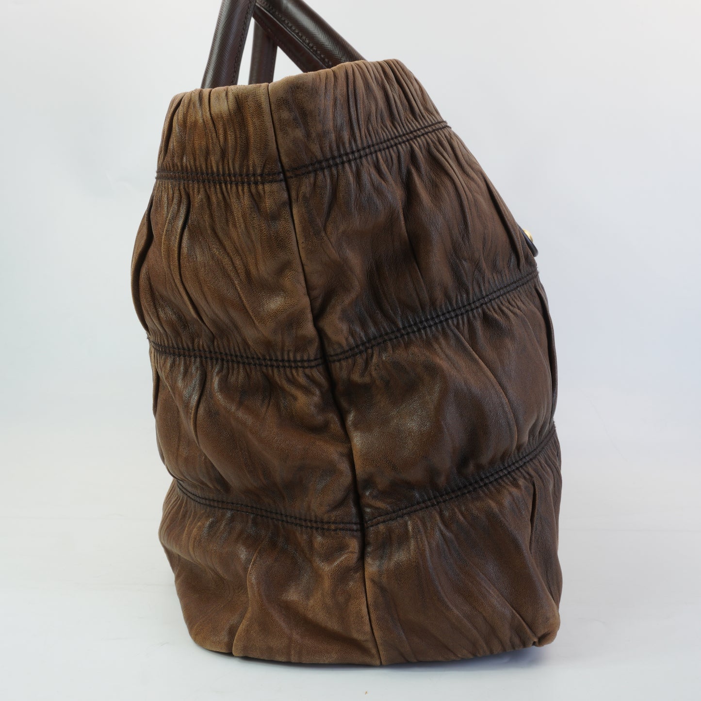Prada Gaufre Tote Brown GHW Large