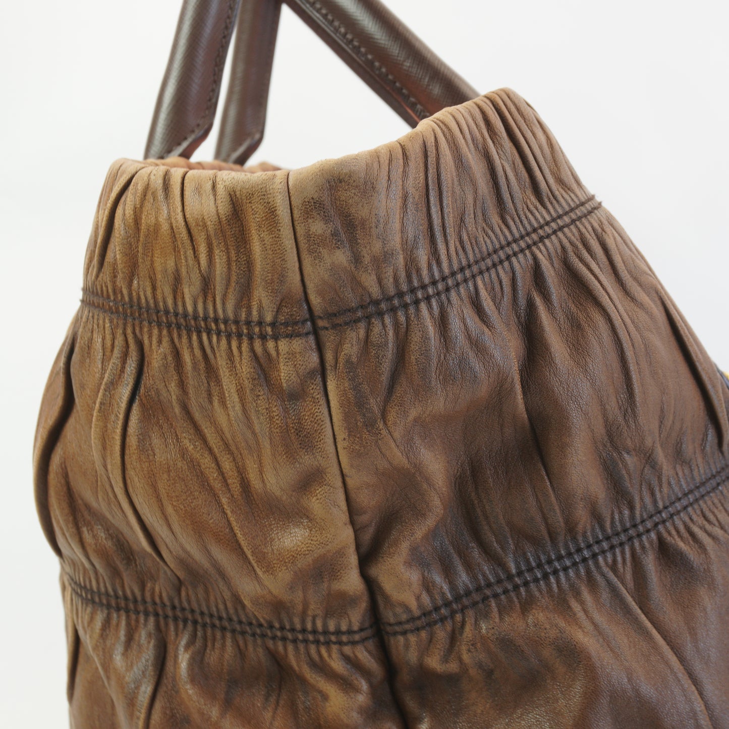 Prada Gaufre Tote Brown GHW Large