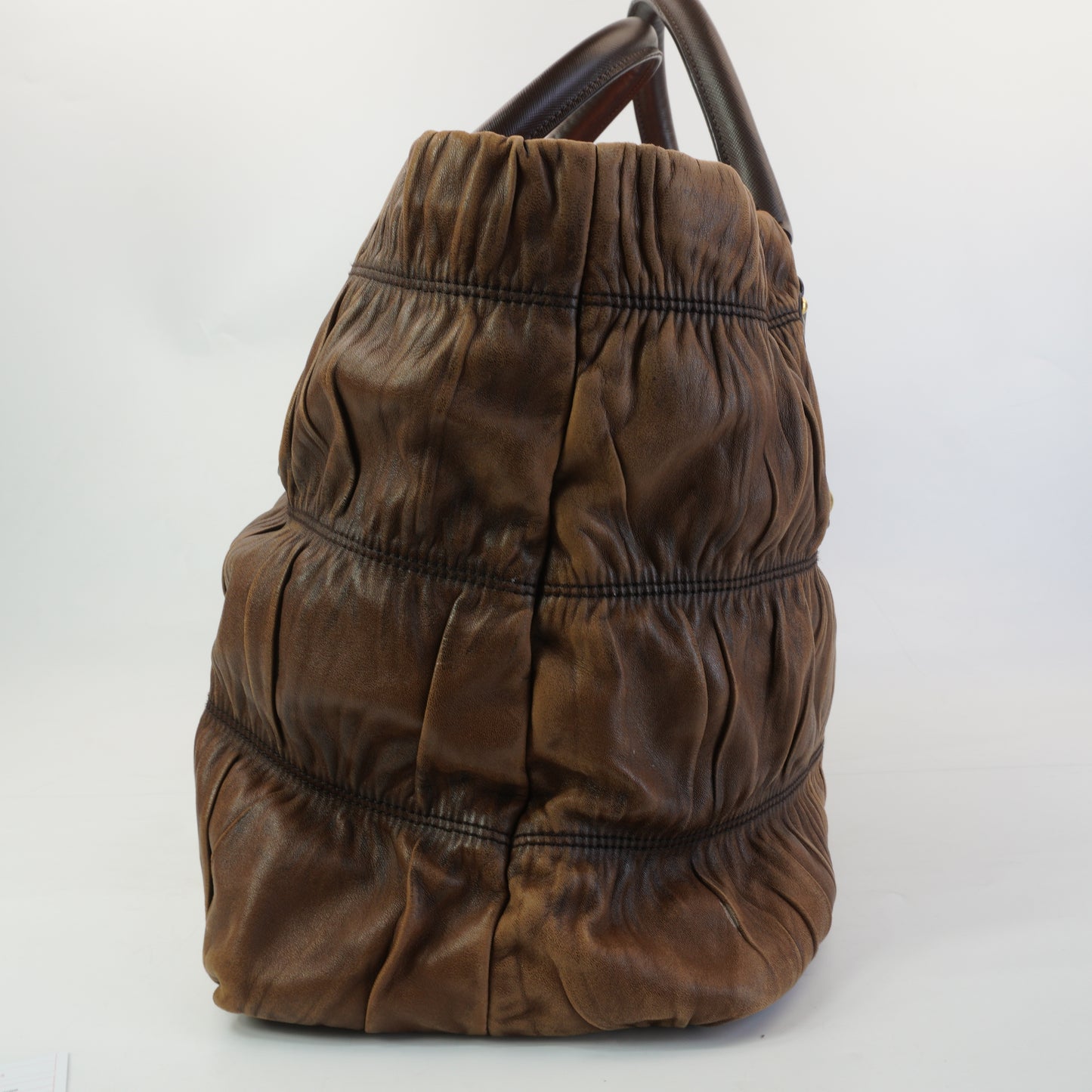 Prada Gaufre Tote Brown GHW Large